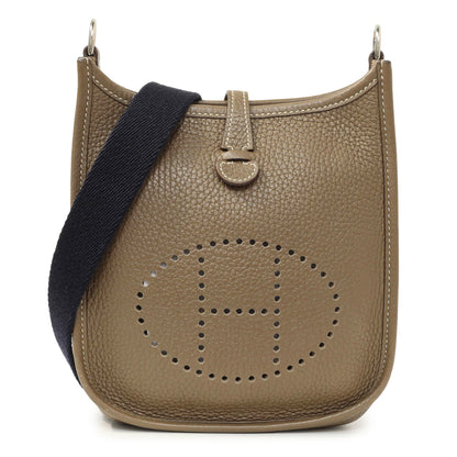 Exclusive Hermes Etoupe Bleu Indigo Clemence Evelyne TPM — Front View