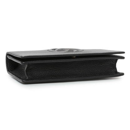 Exclusive Gucci Black Pebbled Calfskin Soho Wallet on Chain — Back View