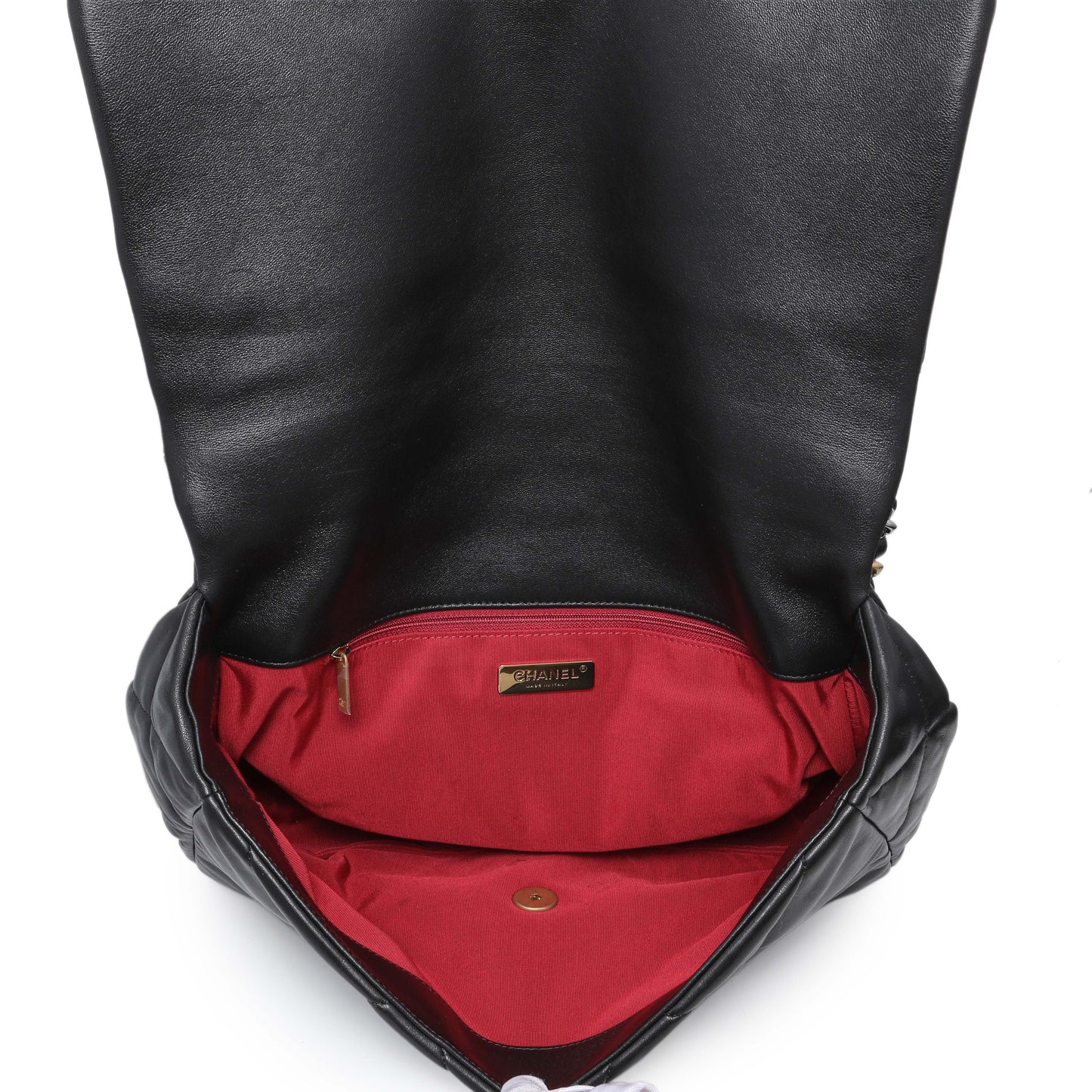 Exclusive Chanel Black Lambskin Quilted Maxi Chanel 19 Flap — Alternate View 8