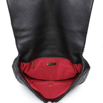 Exclusive Chanel Black Lambskin Quilted Maxi Chanel 19 Flap — Alternate View 8