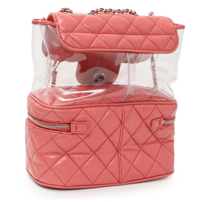 Exclusive Chanel Pink Crumpled Calfskin PVC Quilted Aquarium Backpack — Side View