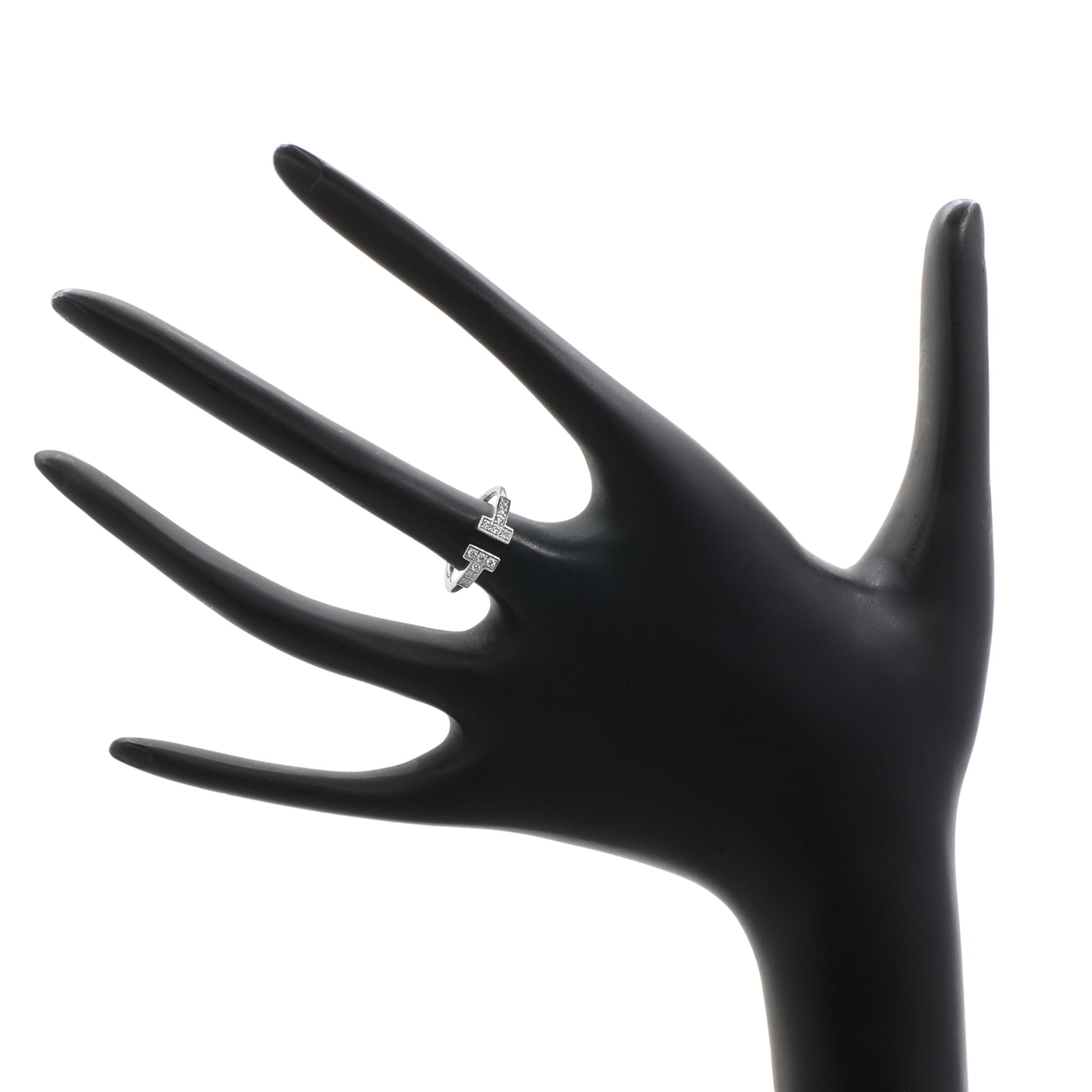 Exclusive Tiffany & Co. 18K White Gold Diamond T Wire Ring — Top View