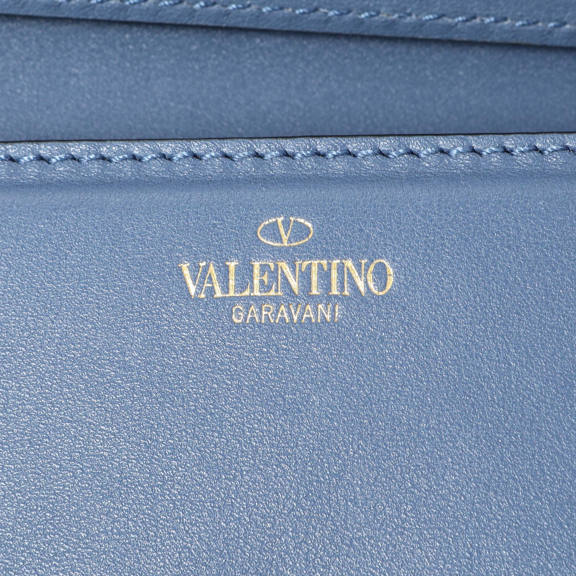 Exclusive Valentino Blue Calfskin Vlogo Small Loco Shoulder Bag — Detail View