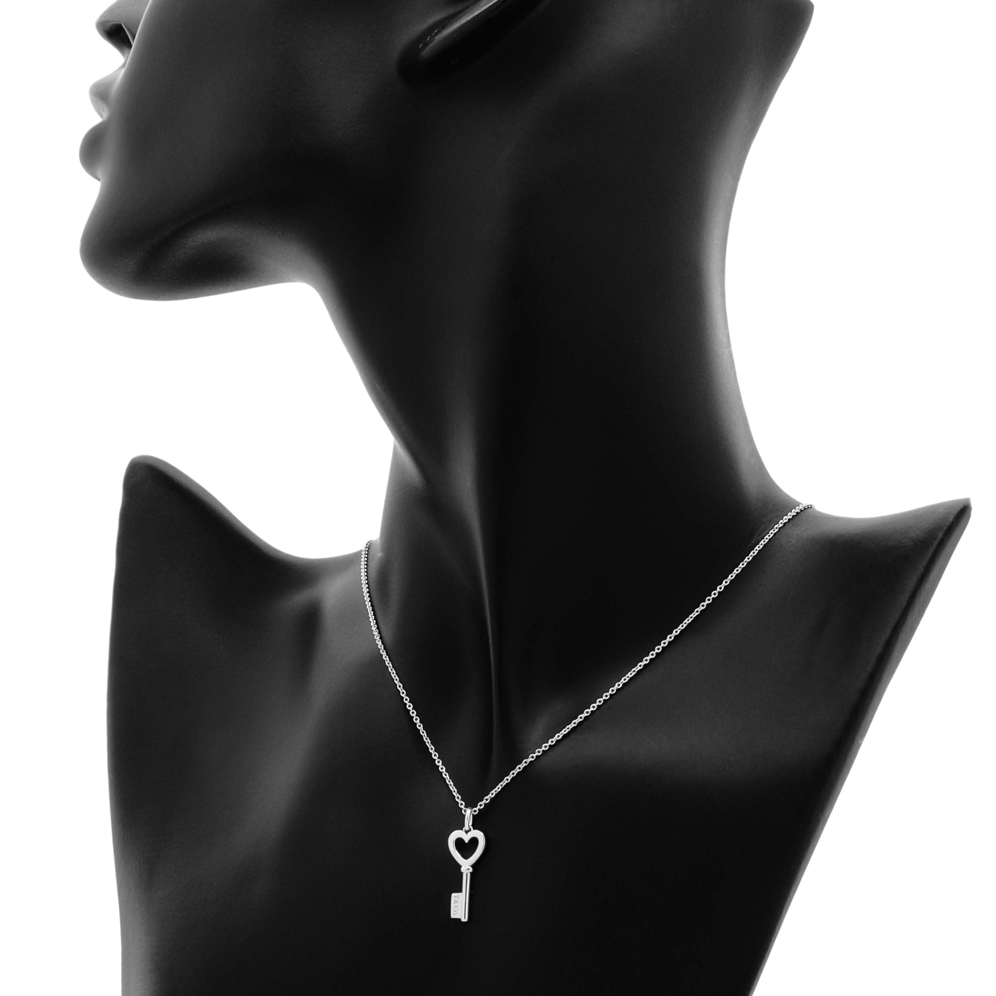 Exclusive Tiffany & Co. Sterling Silver Heart Key Pendant — Top View