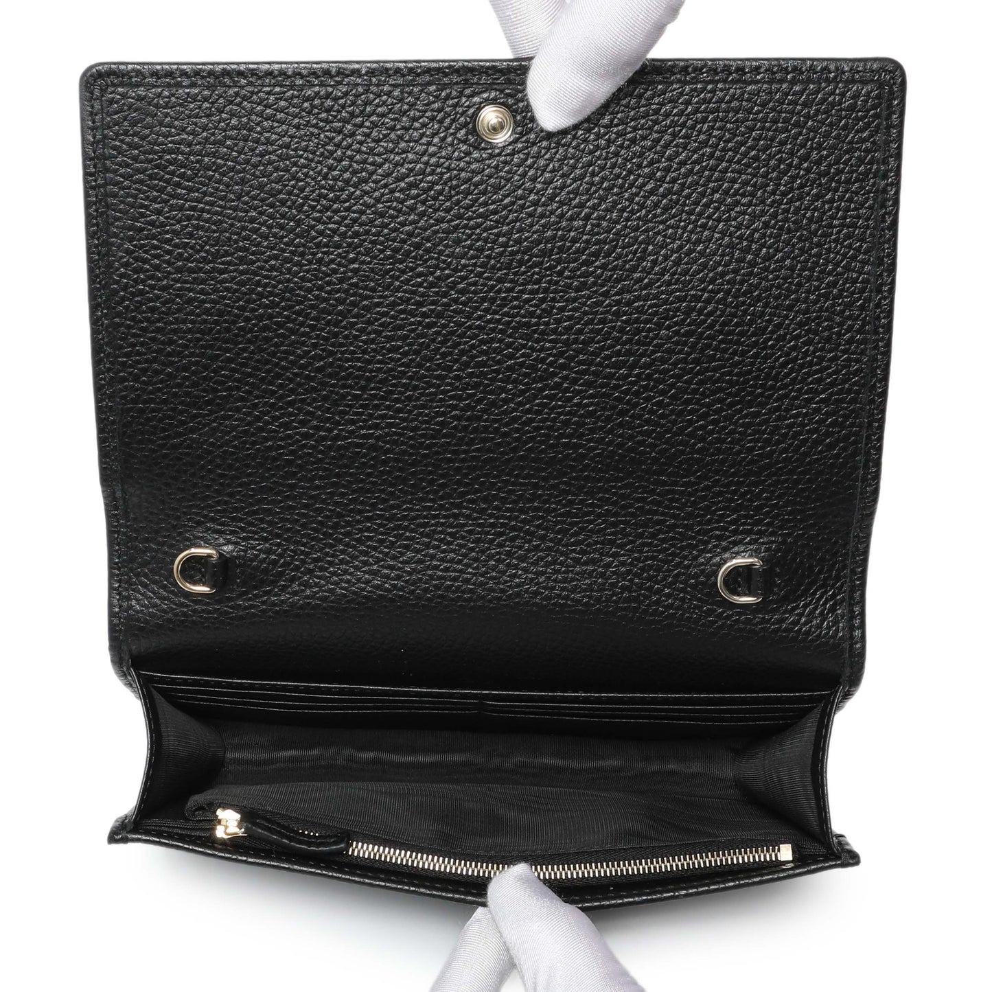 Exclusive Gucci Black Pebbled Calfskin Soho Wallet on Chain — Top View