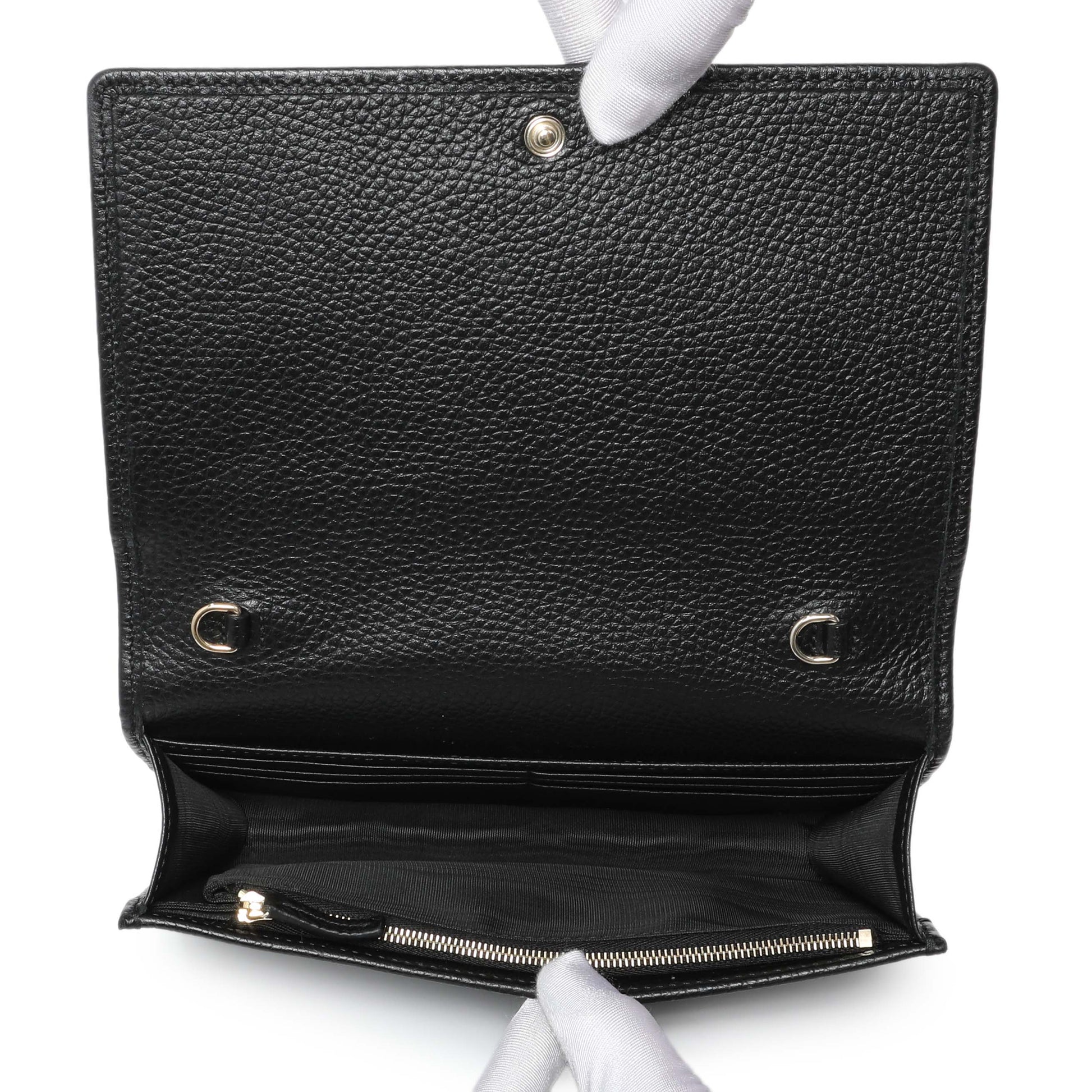 Exclusive Gucci Black Pebbled Calfskin Soho Wallet on Chain — Top View
