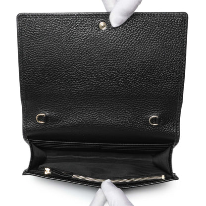 Exclusive Gucci Black Pebbled Calfskin Soho Wallet on Chain — Top View