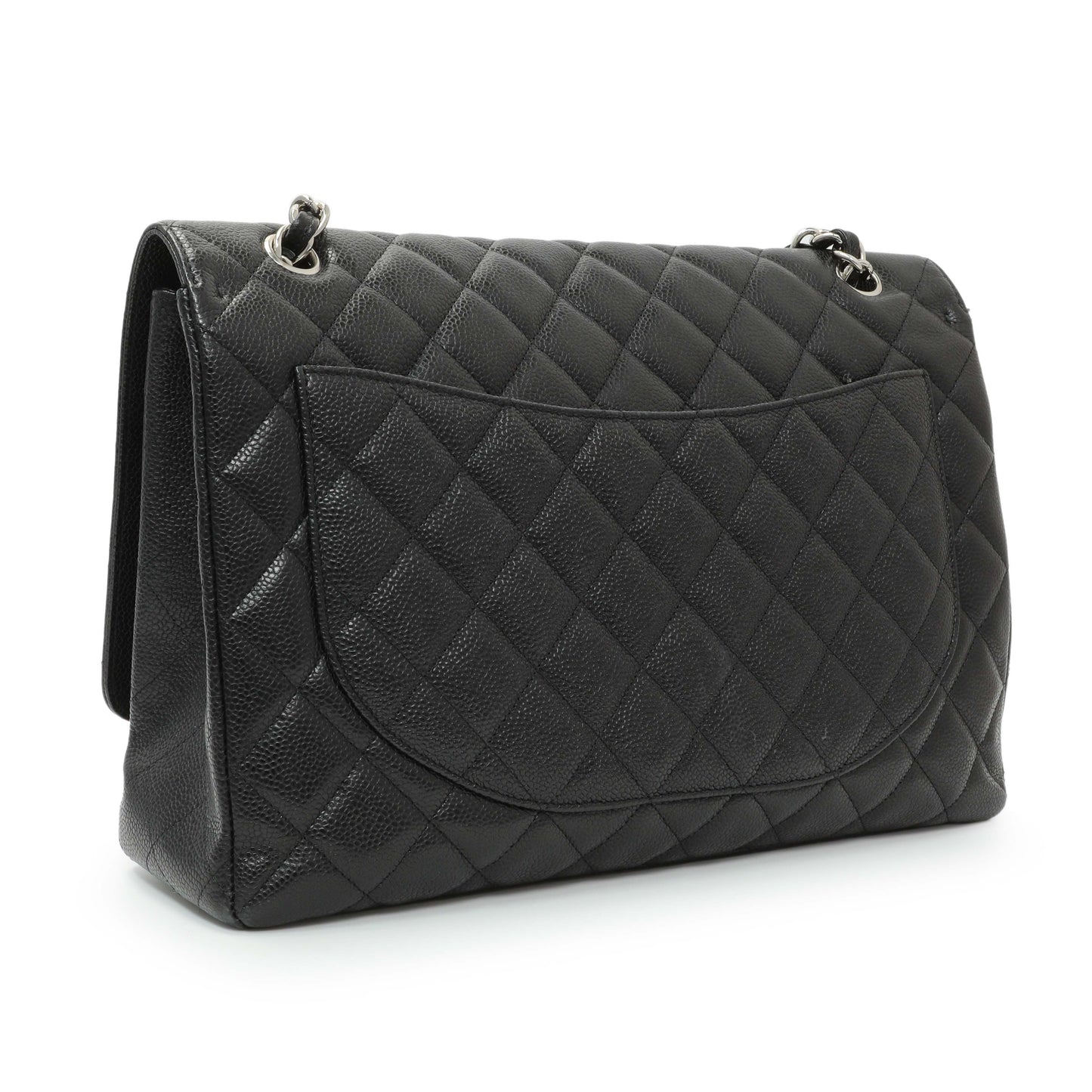 Exclusive Chanel Black Quilted Caviar Maxi Single Flap — Side View