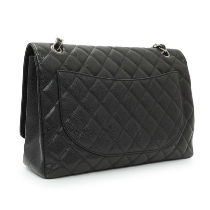 Exclusive Chanel Black Quilted Caviar Maxi Single Flap — Side View