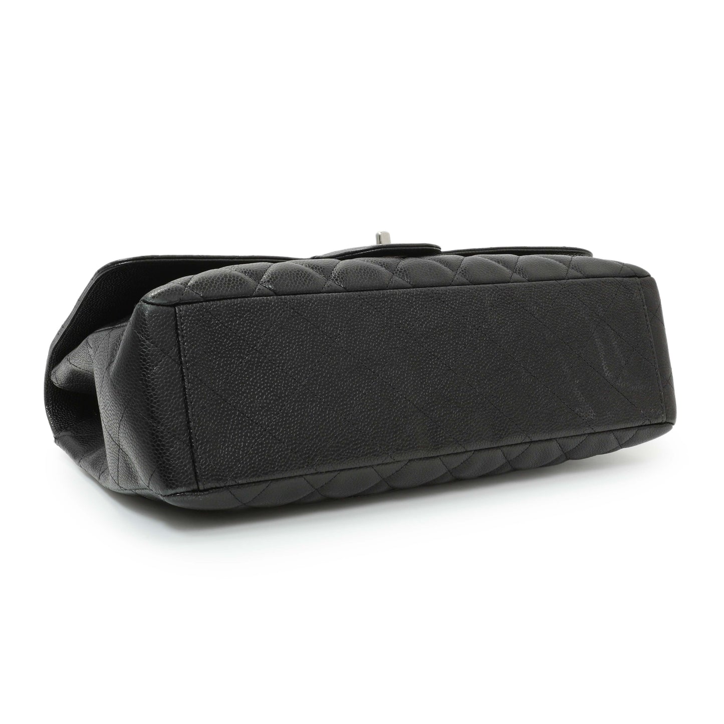 Exclusive Chanel Black Quilted Caviar Maxi Single Flap — Back View