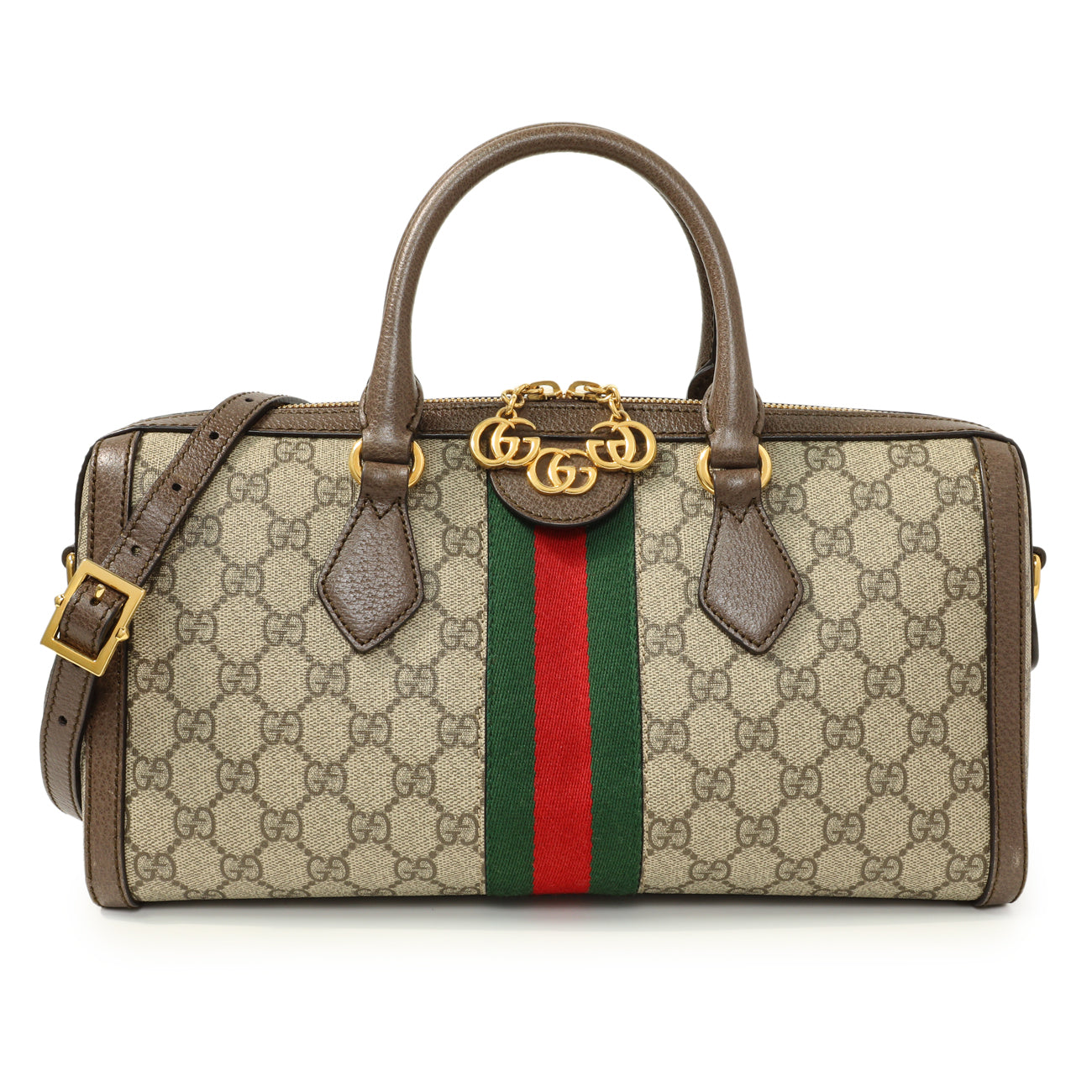 Exclusive Gucci GG Supreme Monogram Web Medium Ophidia Boston — Front View
