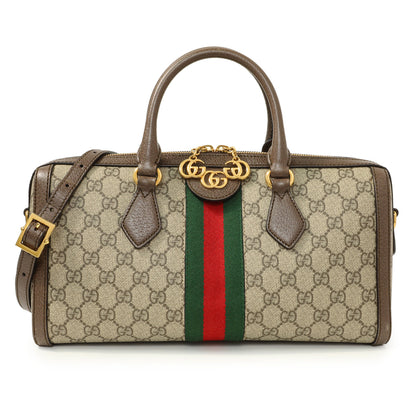 Exclusive Gucci GG Supreme Monogram Web Medium Ophidia Boston — Front View