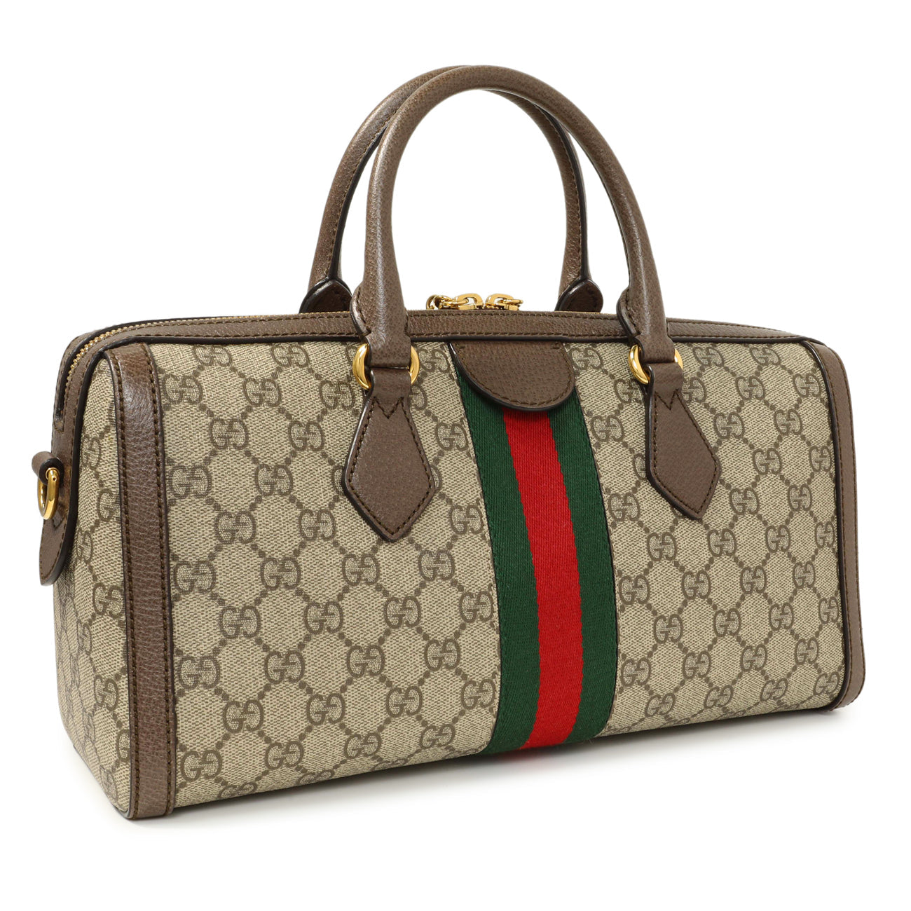 Exclusive Gucci GG Supreme Monogram Web Medium Ophidia Boston — Side View