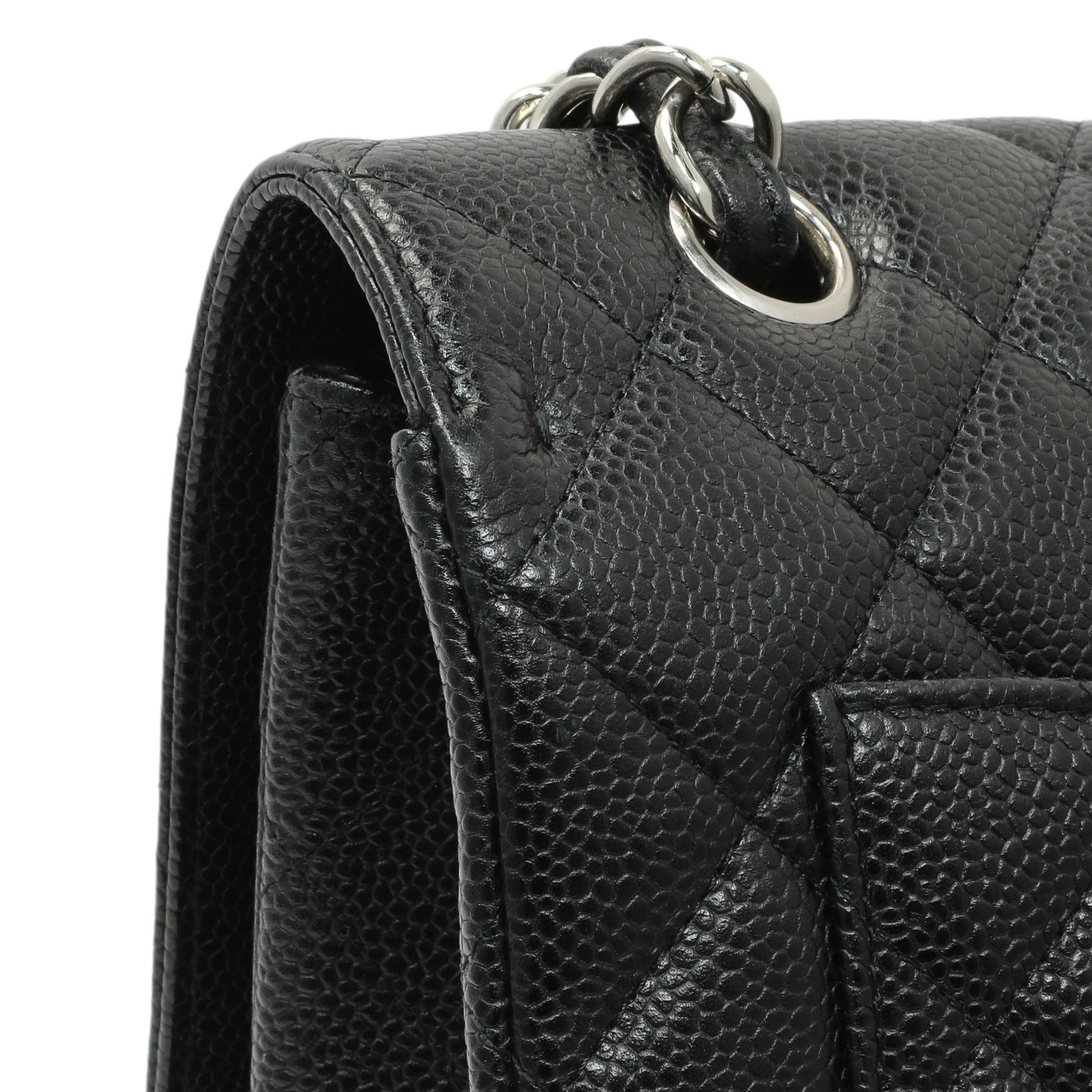 Exclusive Chanel Black Quilted Caviar Maxi Single Flap — Alternate View 11