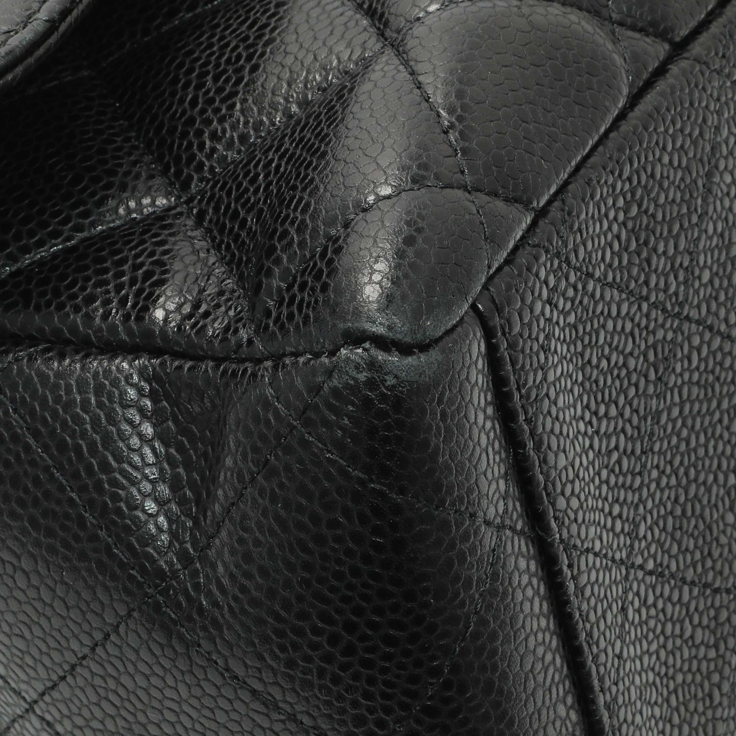 Exclusive Chanel Black Quilted Caviar Maxi Single Flap — Top View