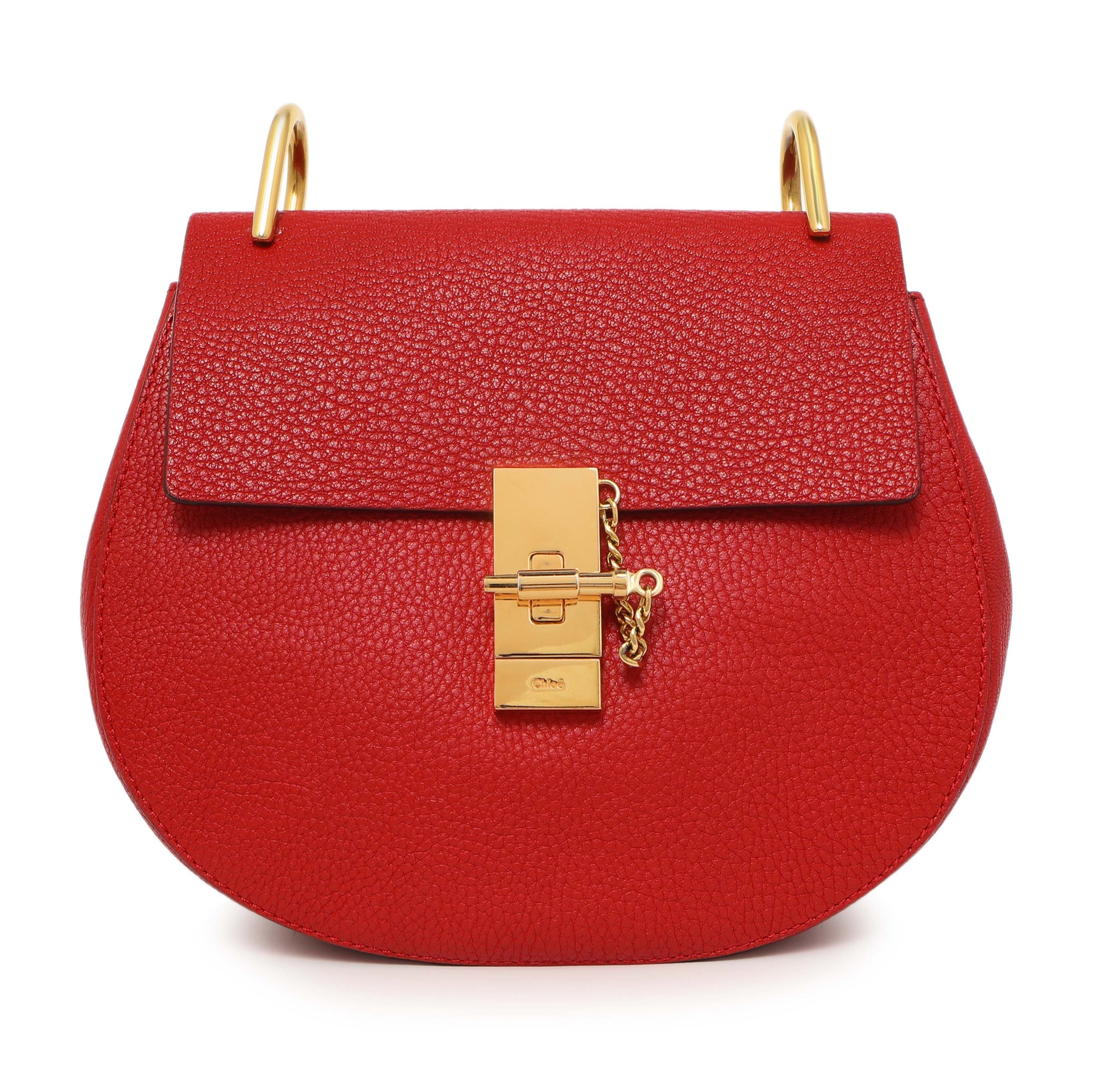 Exclusive Chloe Red Grained Lambskin Drew Shoulder Bag — Side View