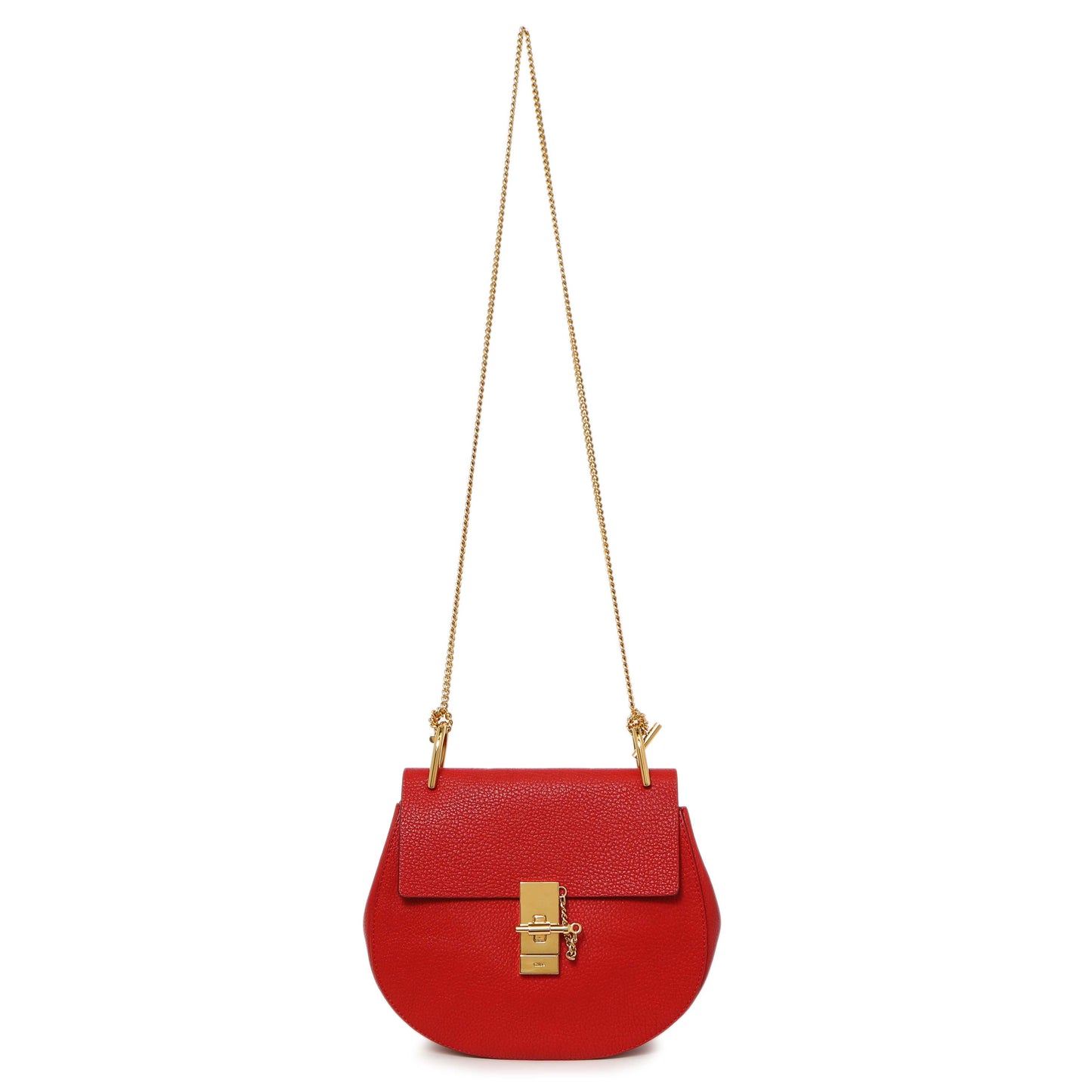 Exclusive Chloe Red Grained Lambskin Drew Shoulder Bag — Front View