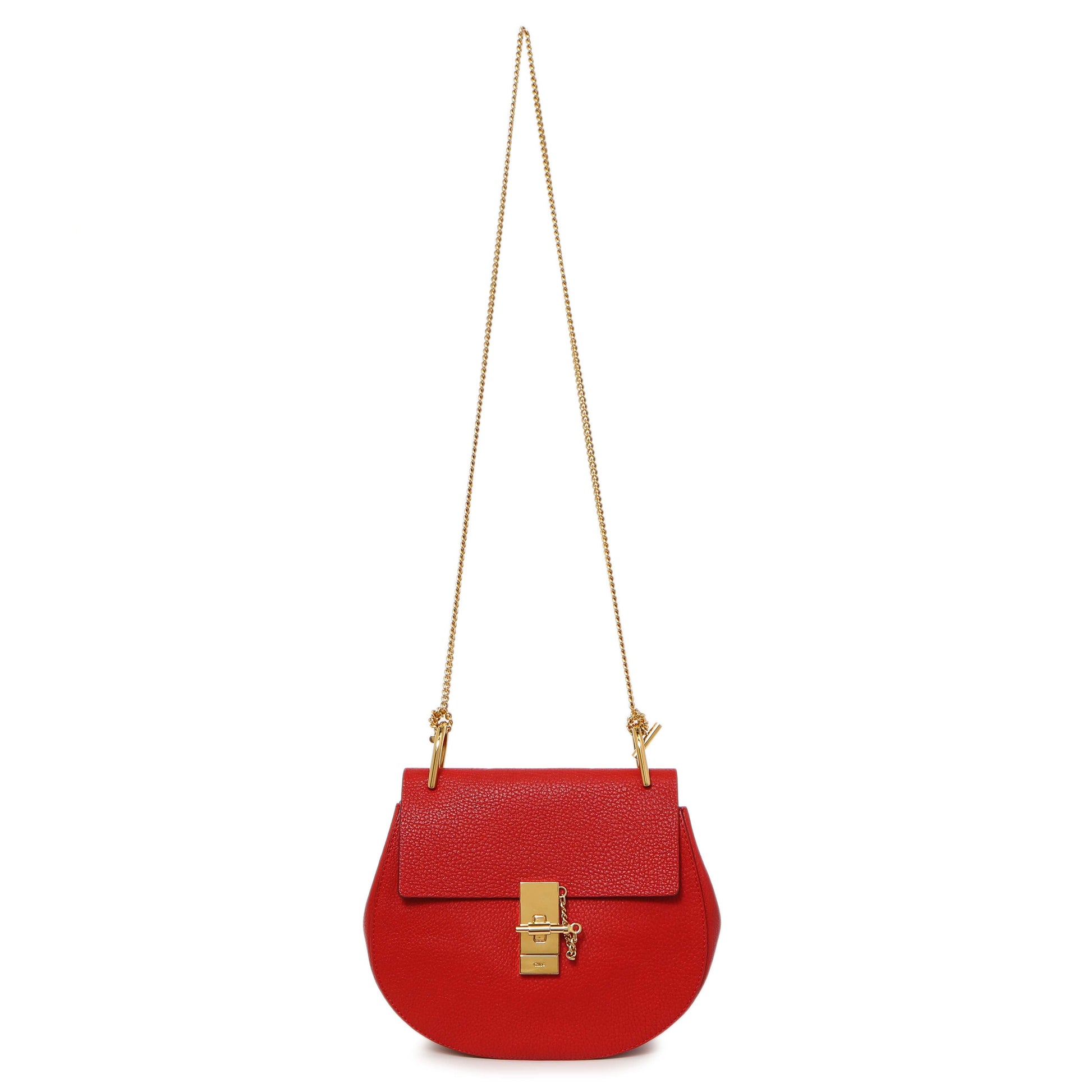 Exclusive Chloe Red Grained Lambskin Drew Shoulder Bag — Front View