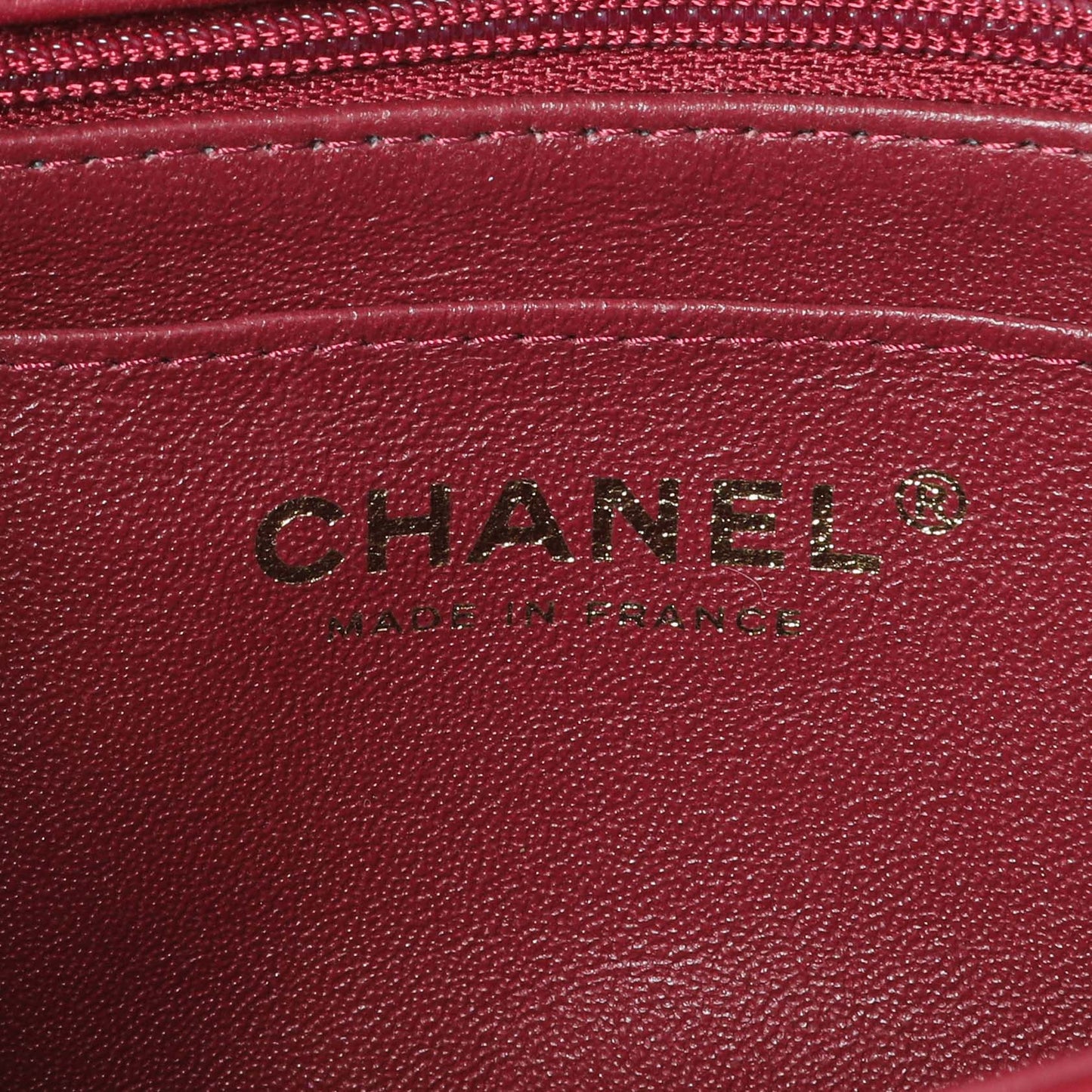 Exclusive Chanel Burgundy Lambskin Quilted Mini Top Handle Rectangular Flap — Detail View