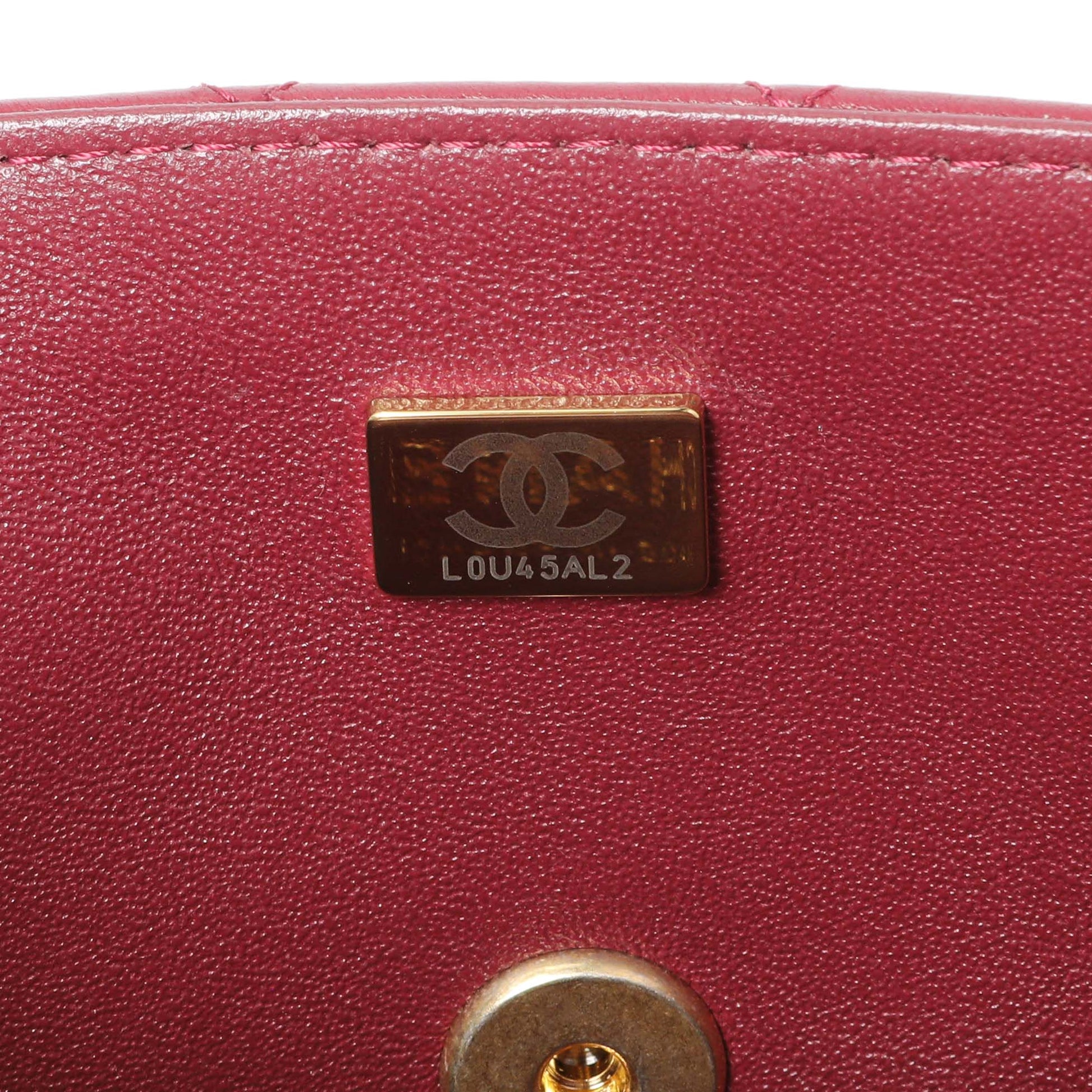 Exclusive Chanel Burgundy Lambskin Quilted Mini Top Handle Rectangular Flap — Lifestyle View