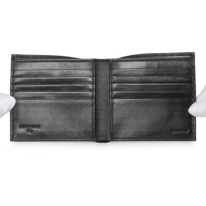 Exclusive Burberry Black Embossed Check Leather Bifold Wallet — Top View