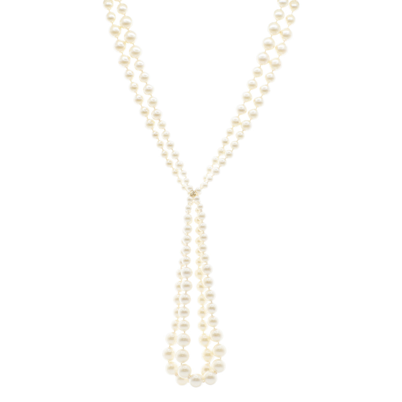 Exclusive Chanel Pearl Double Strand Necklace — Front View