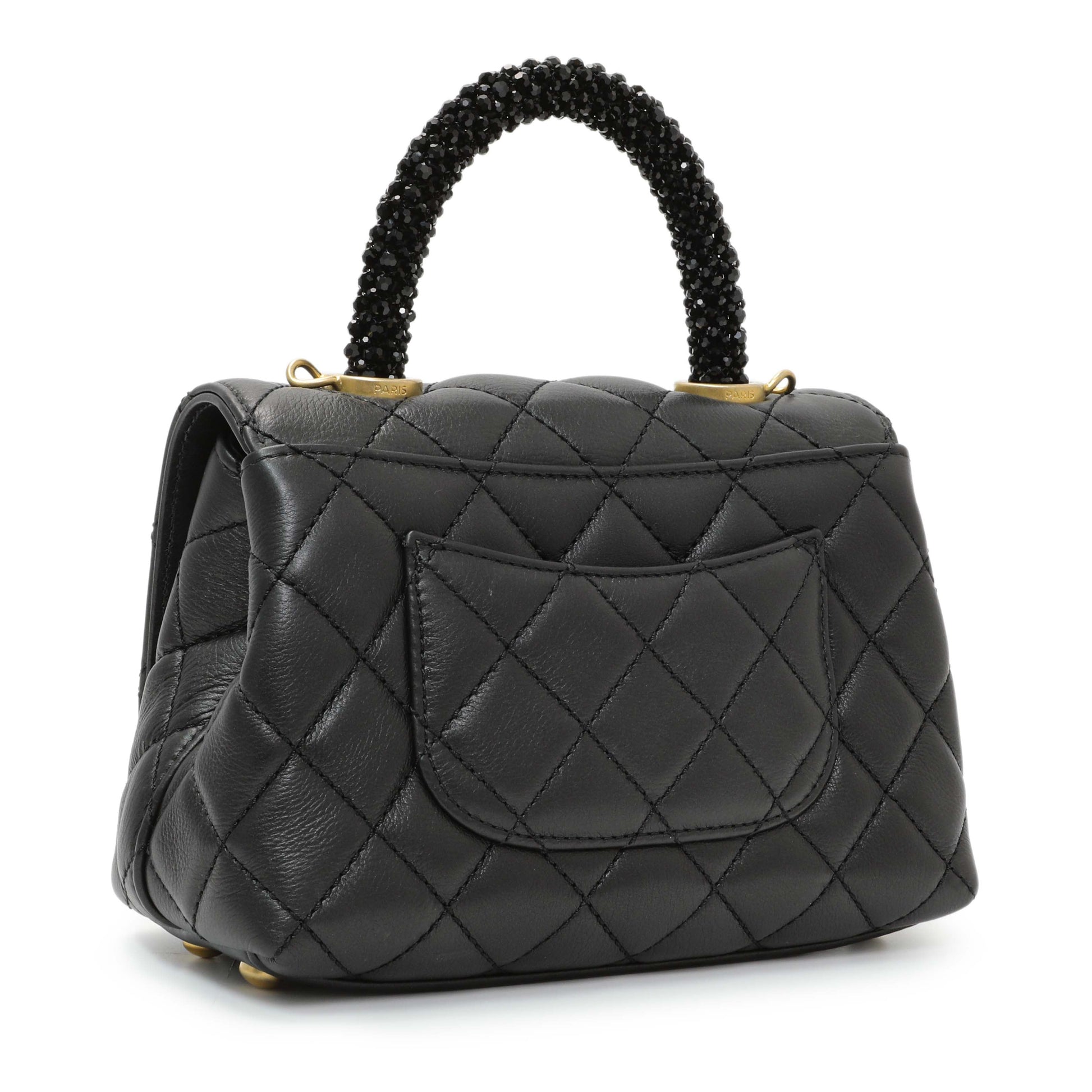 Exclusive Chanel Black Quilted Goatskin Extra Mini Coco Handle Flap — Side View