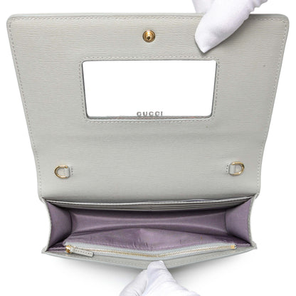 Exclusive Gucci Grey Textured Calfskin Script Logo Chain Wallet — Alternate View 8