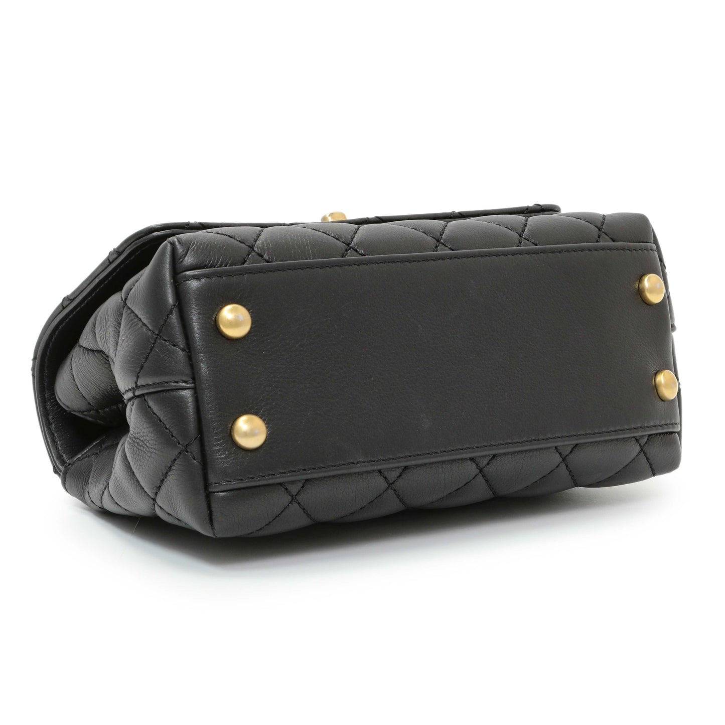 Exclusive Chanel Black Quilted Goatskin Extra Mini Coco Handle Flap — Back View