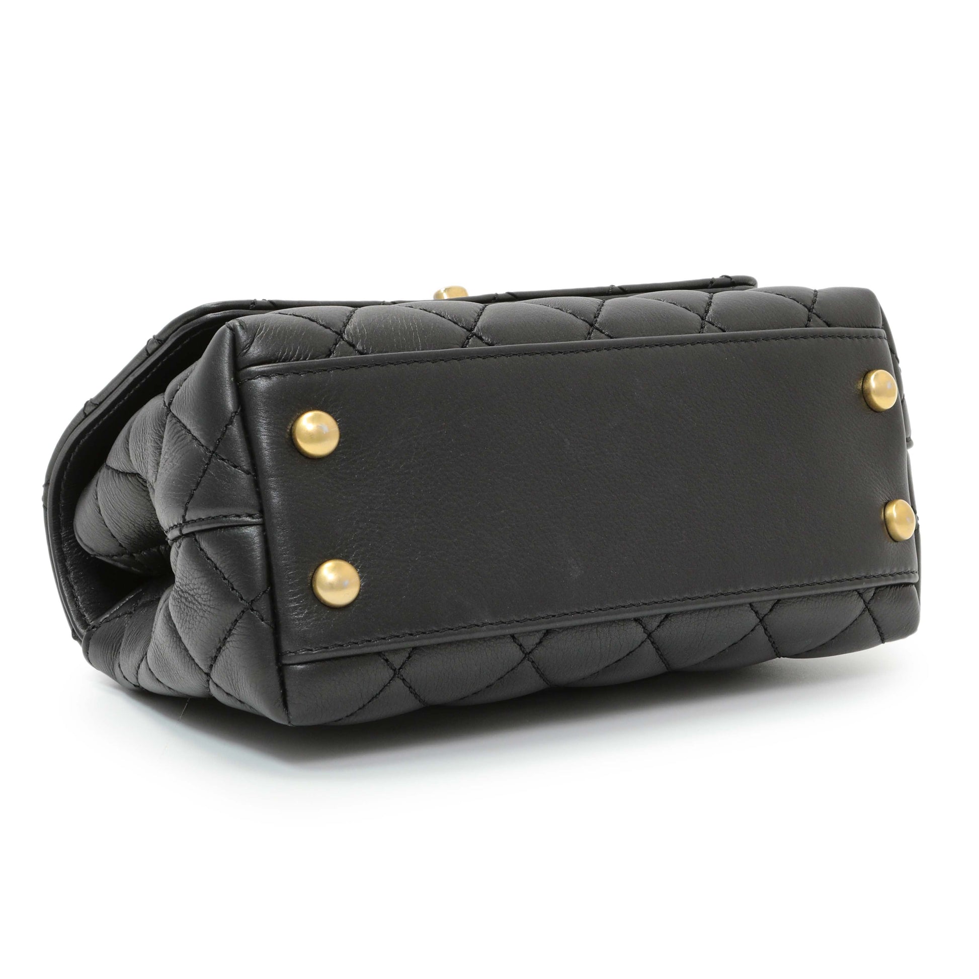 Exclusive Chanel Black Quilted Goatskin Extra Mini Coco Handle Flap — Back View