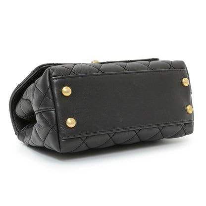 Exclusive Chanel Black Quilted Goatskin Extra Mini Coco Handle Flap — Back View