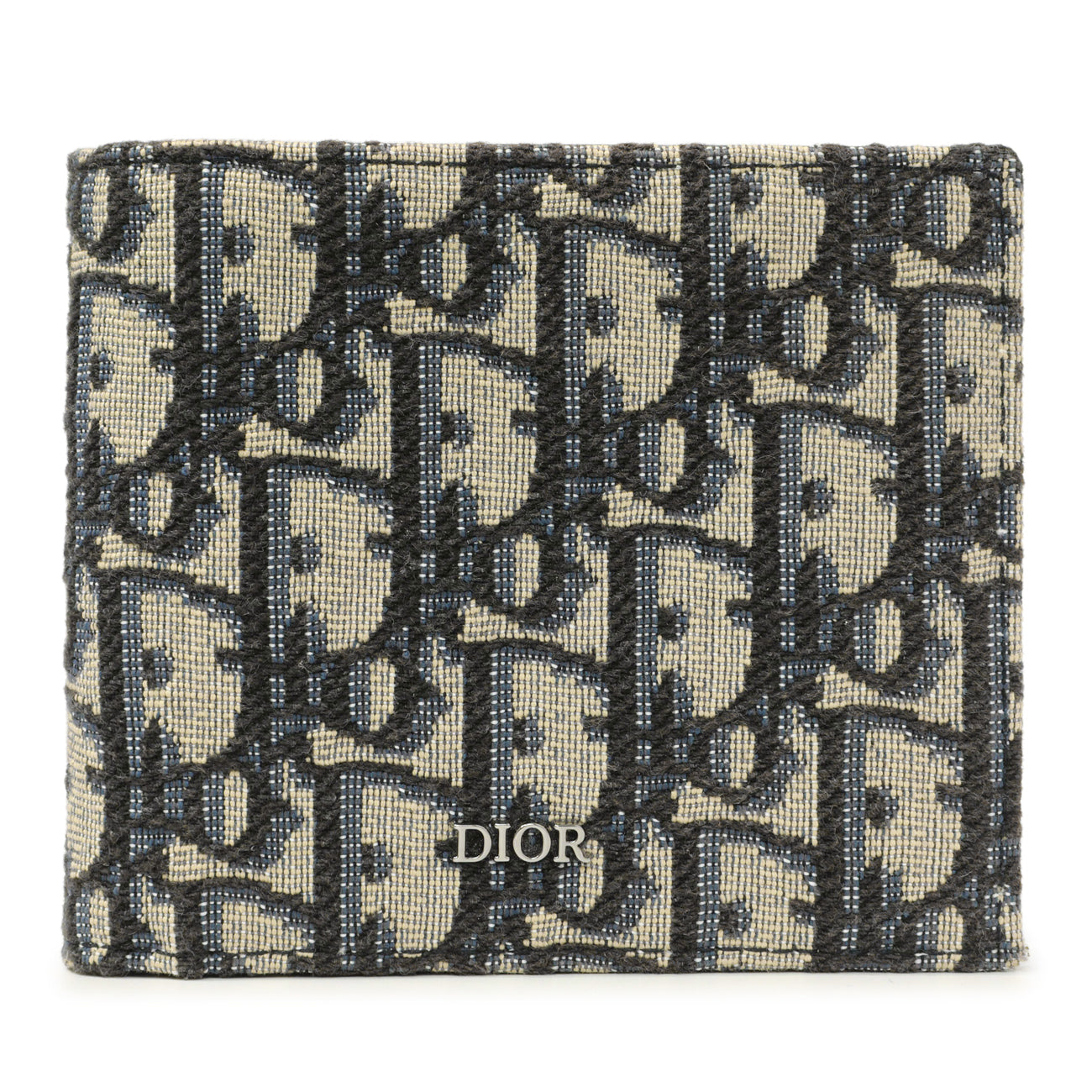 Exclusive Christian Dior Blue Oblique Bifold Wallet — Front View