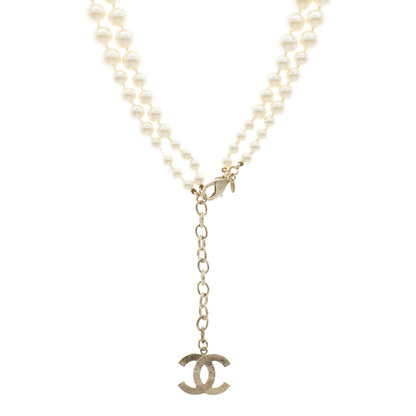 Exclusive Chanel Pearl Double Strand Necklace — Side View