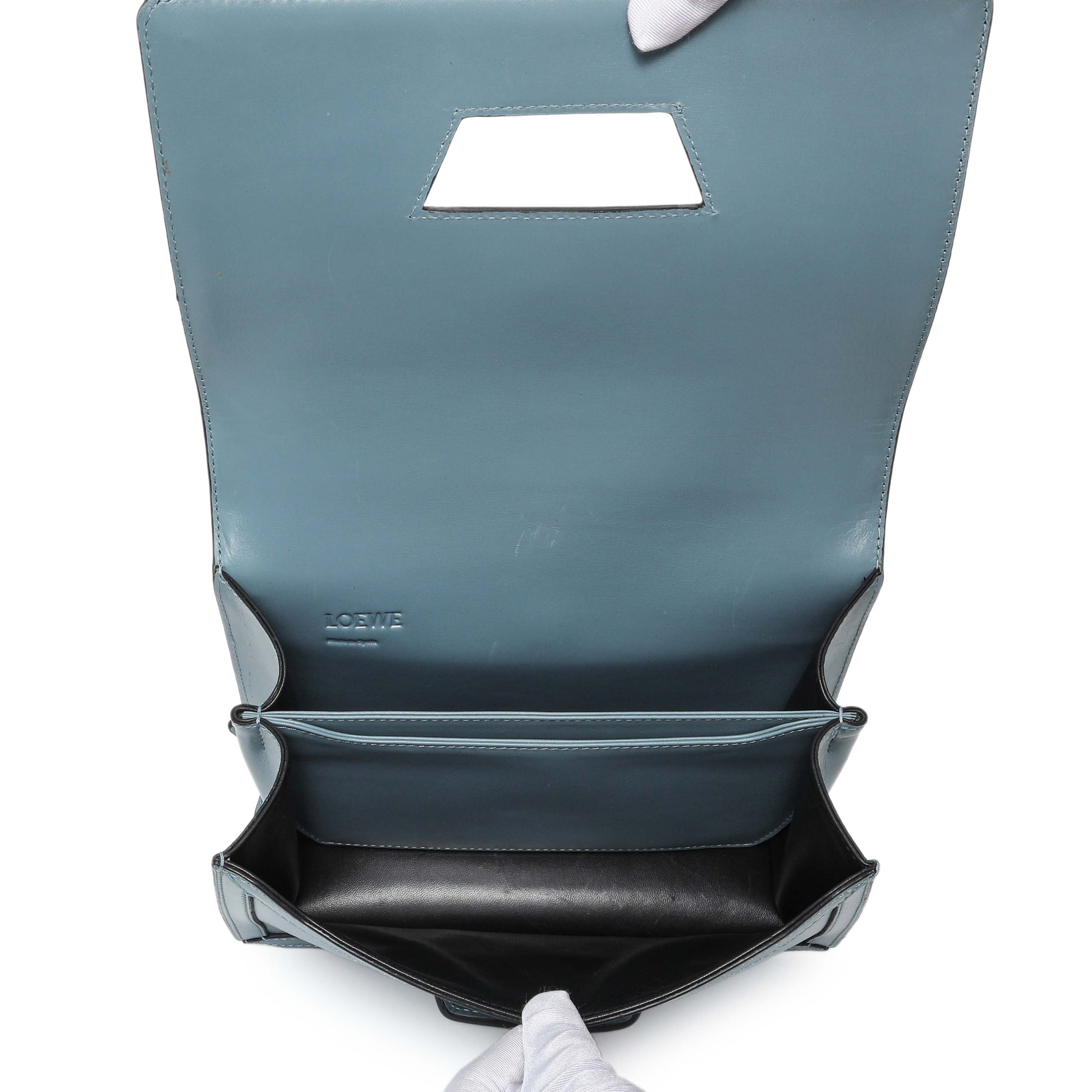 Exclusive Loewe Barcelona Flap Stone Blue Medium — Detail View