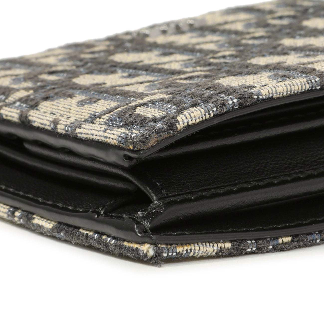 Exclusive Christian Dior Blue Oblique Bifold Wallet — Top View