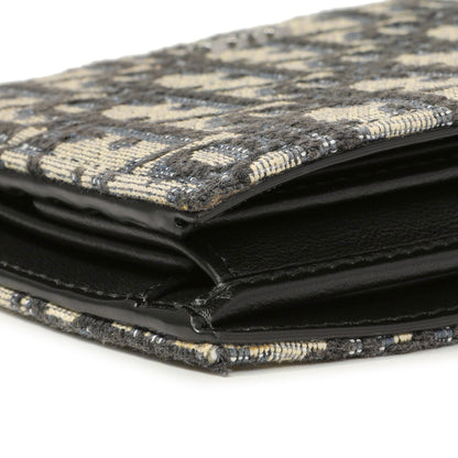 Exclusive Christian Dior Blue Oblique Bifold Wallet — Top View