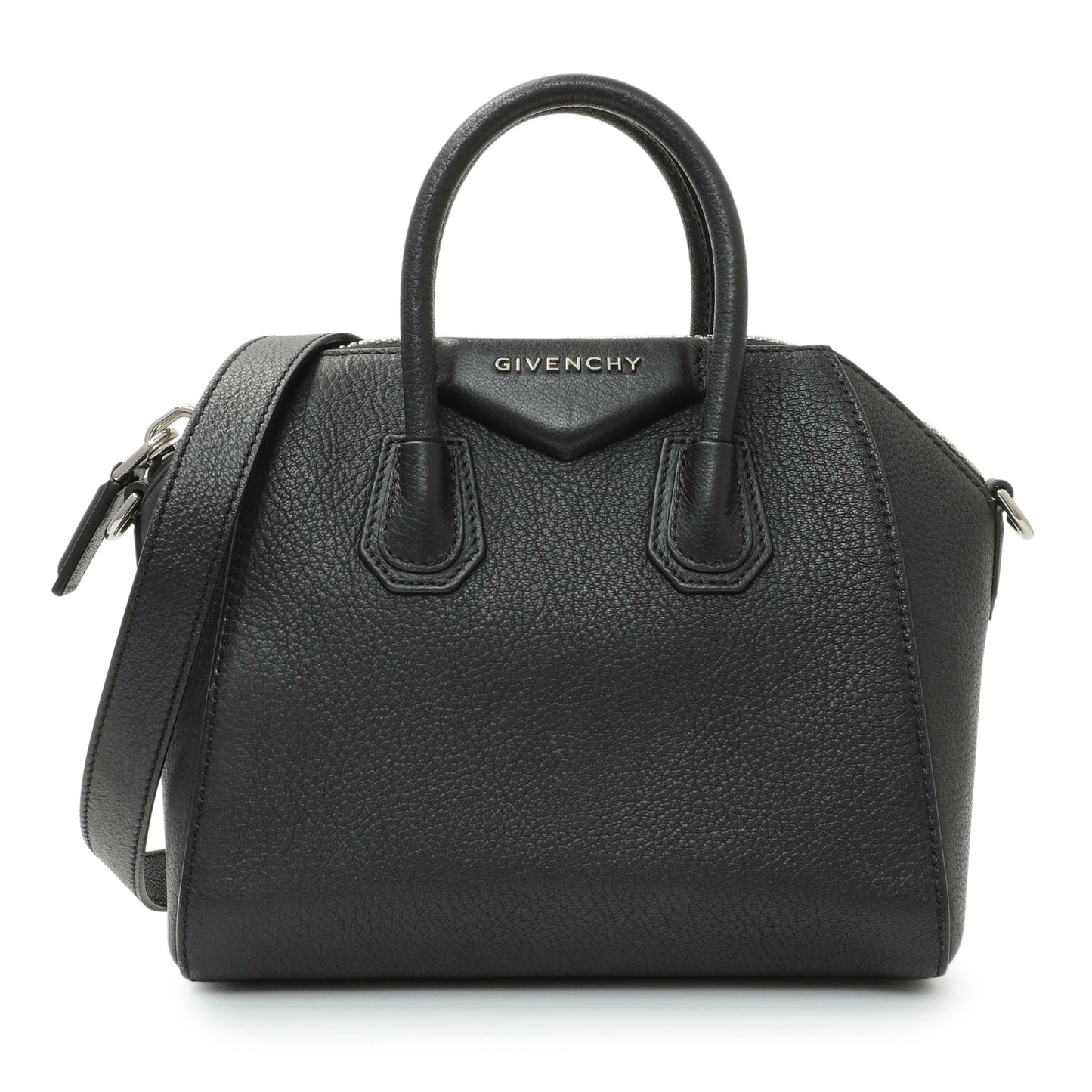 Exclusive Givenchy Black Sugar Goatskin Mini Antigona — Front View