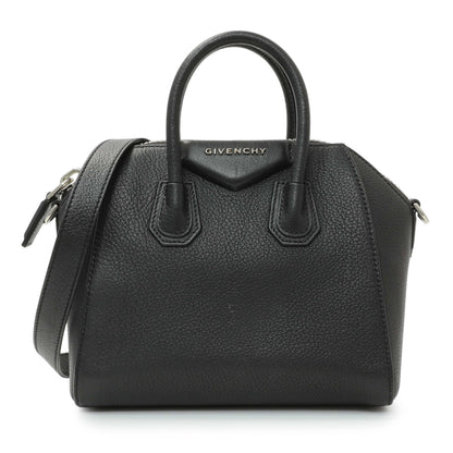 Exclusive Givenchy Black Sugar Goatskin Mini Antigona — Front View