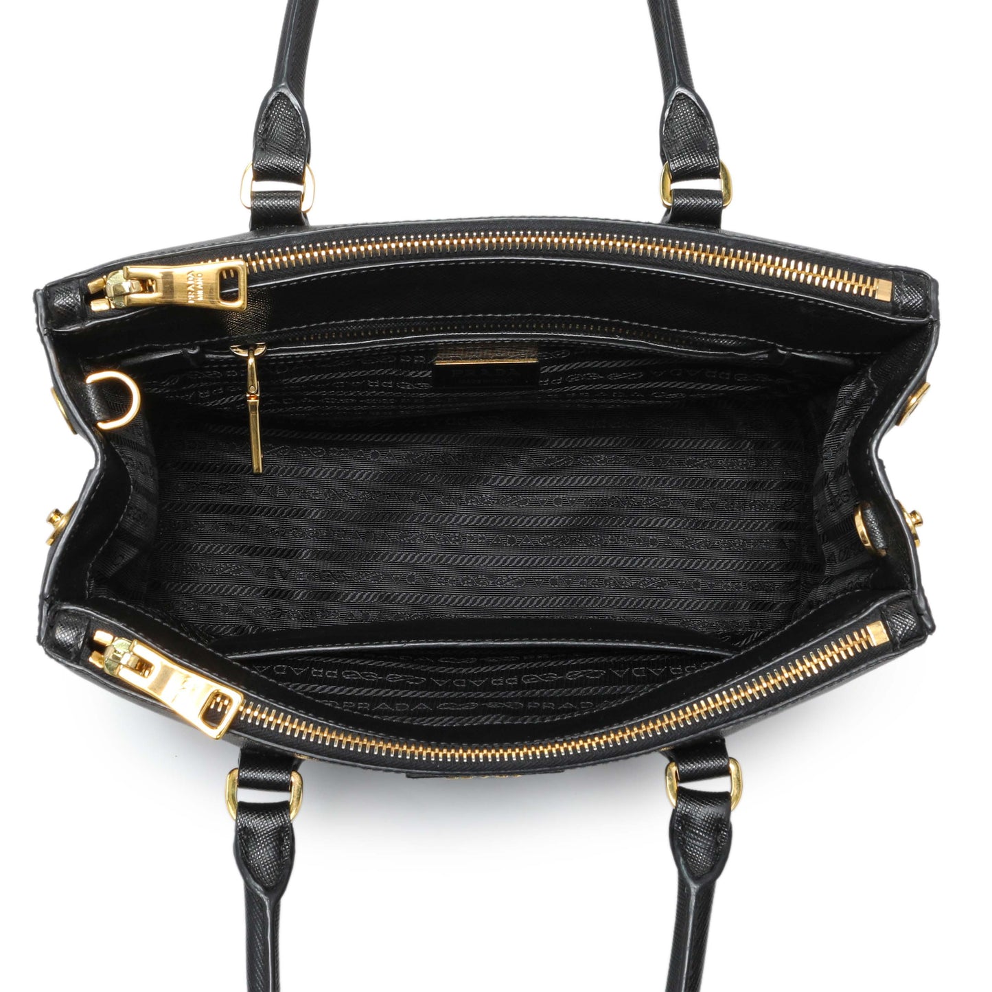 Exclusive Prada Black Saffiano Galleria Tote Small — Top View