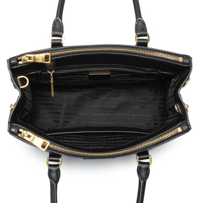 Exclusive Prada Black Saffiano Galleria Tote Small — Top View