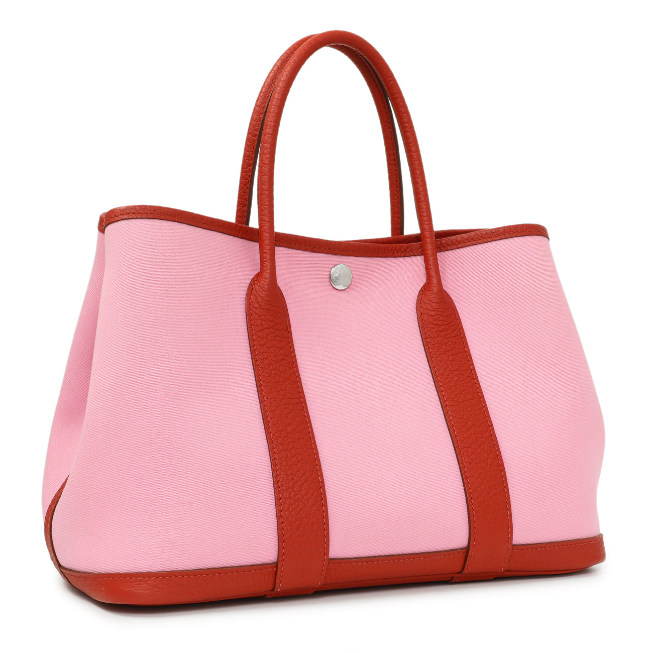 Exclusive Hermes Rose Sakura Rouge Duchesse Toile Militaire Vache Country Garden Party 30 TPM — Side View