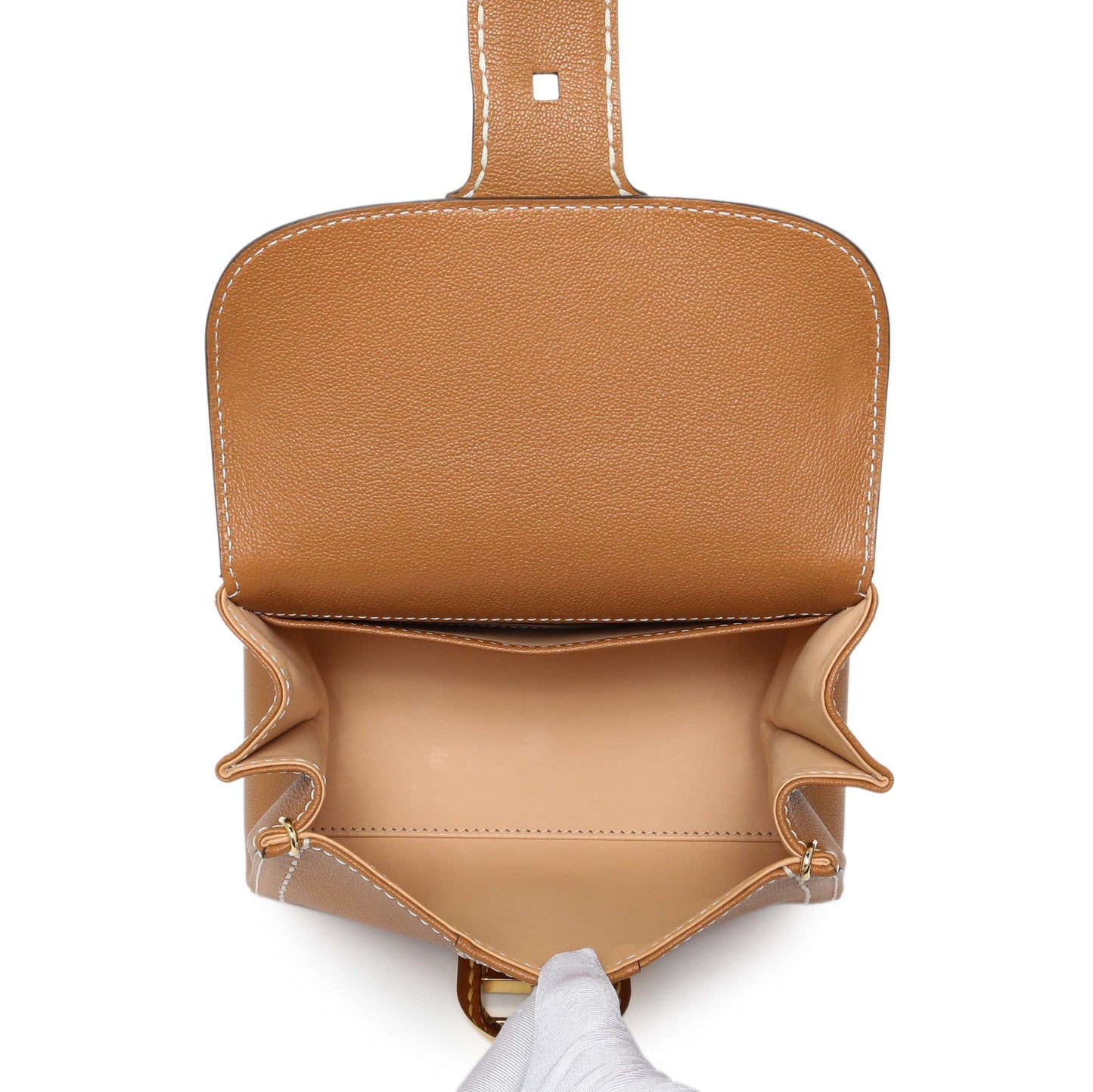 Exclusive Delvaux Vegetal Grained Rodeo Calfskin Brillant Mini Surpiqué — Top View