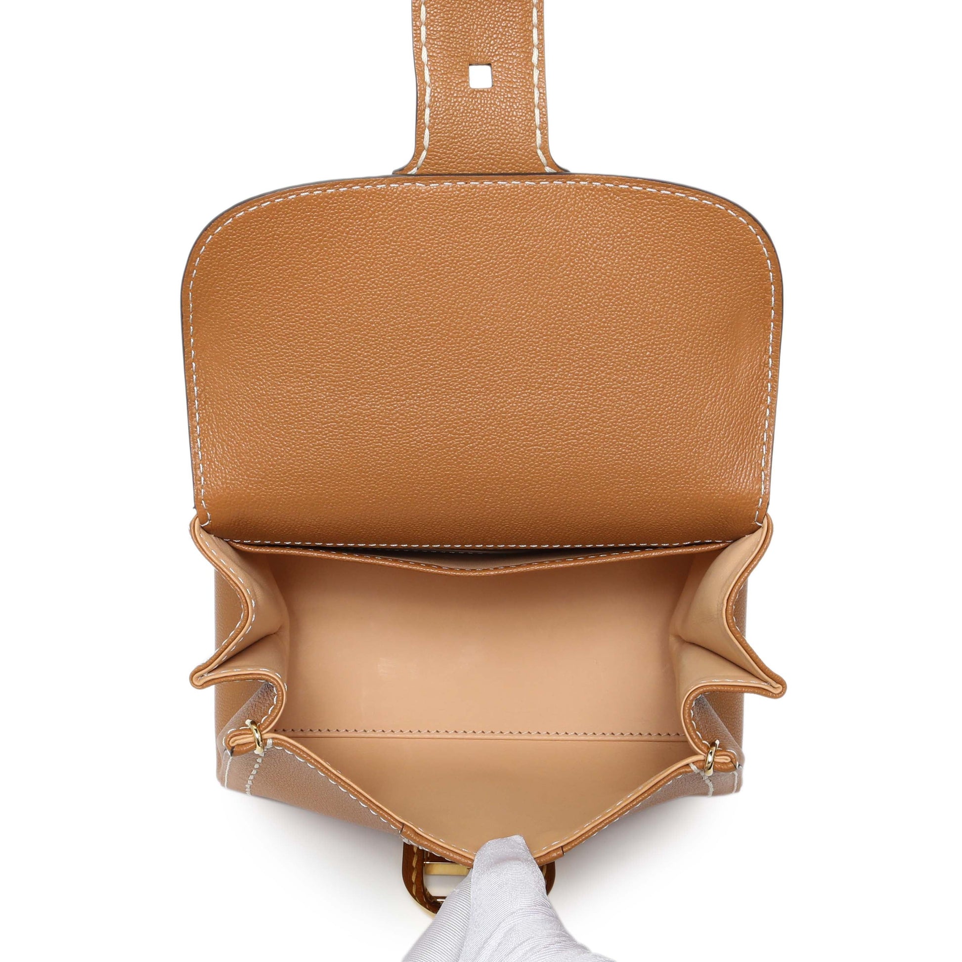 Exclusive Delvaux Vegetal Grained Rodeo Calfskin Brillant Mini Surpiqué — Top View