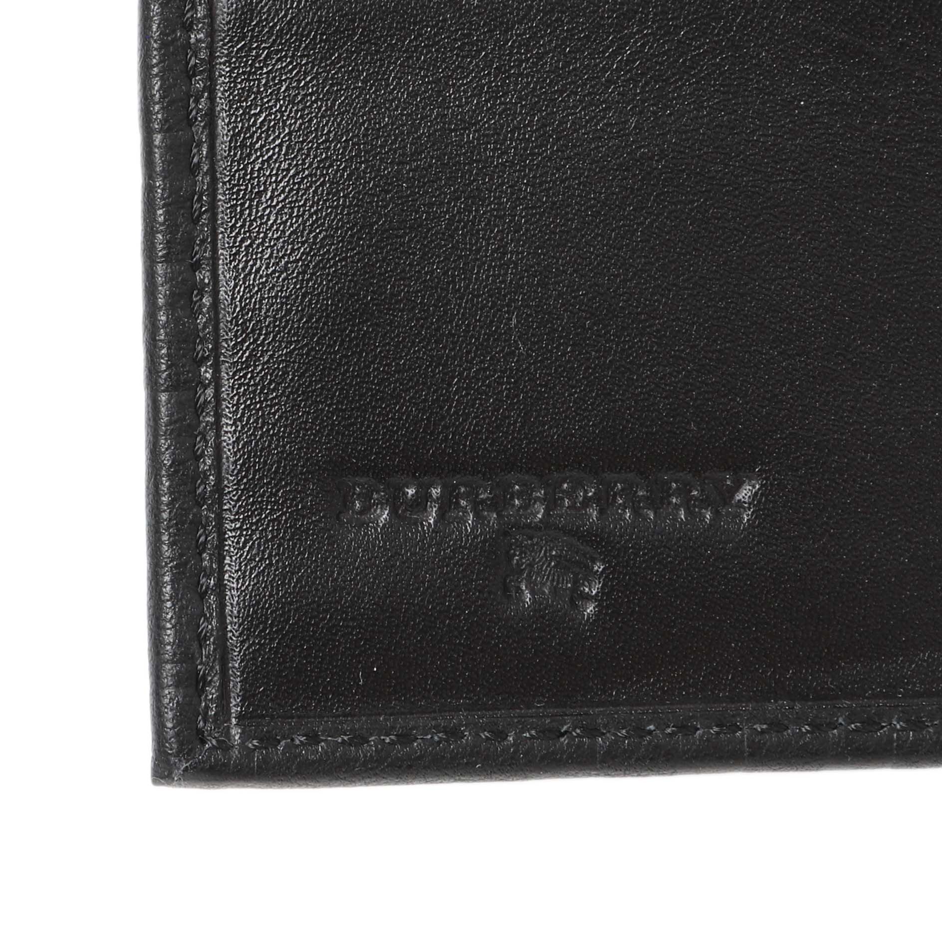 Exclusive Burberry Black Embossed Check Leather Bifold Wallet — Detail View