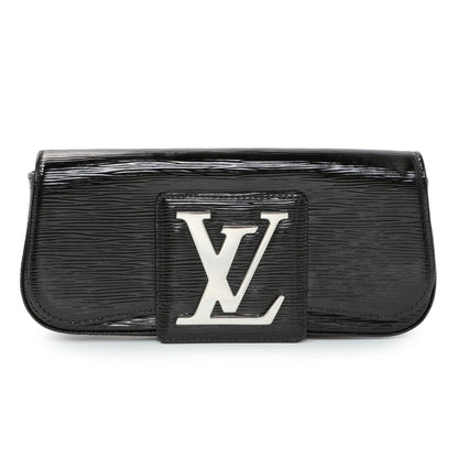 Exclusive Louis Vuitton Black Electric Epi Sobe Clutch — Front View
