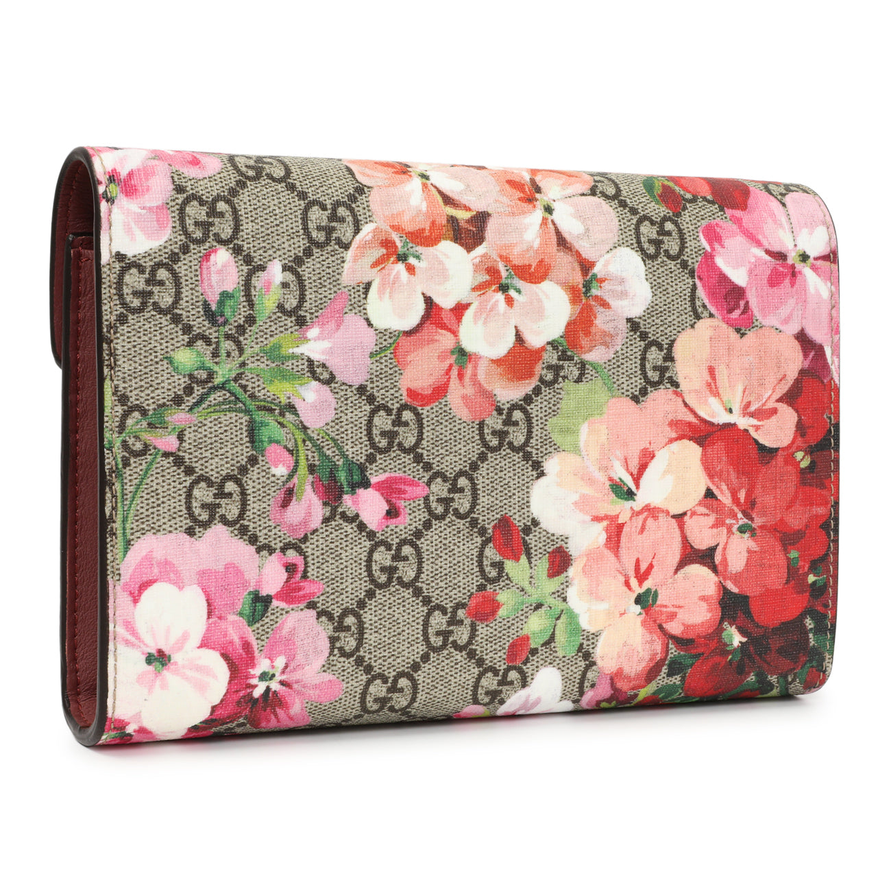 Exclusive Gucci GG Supreme Monogram Blooms Mini Dionysus Chain Wallet — Side View