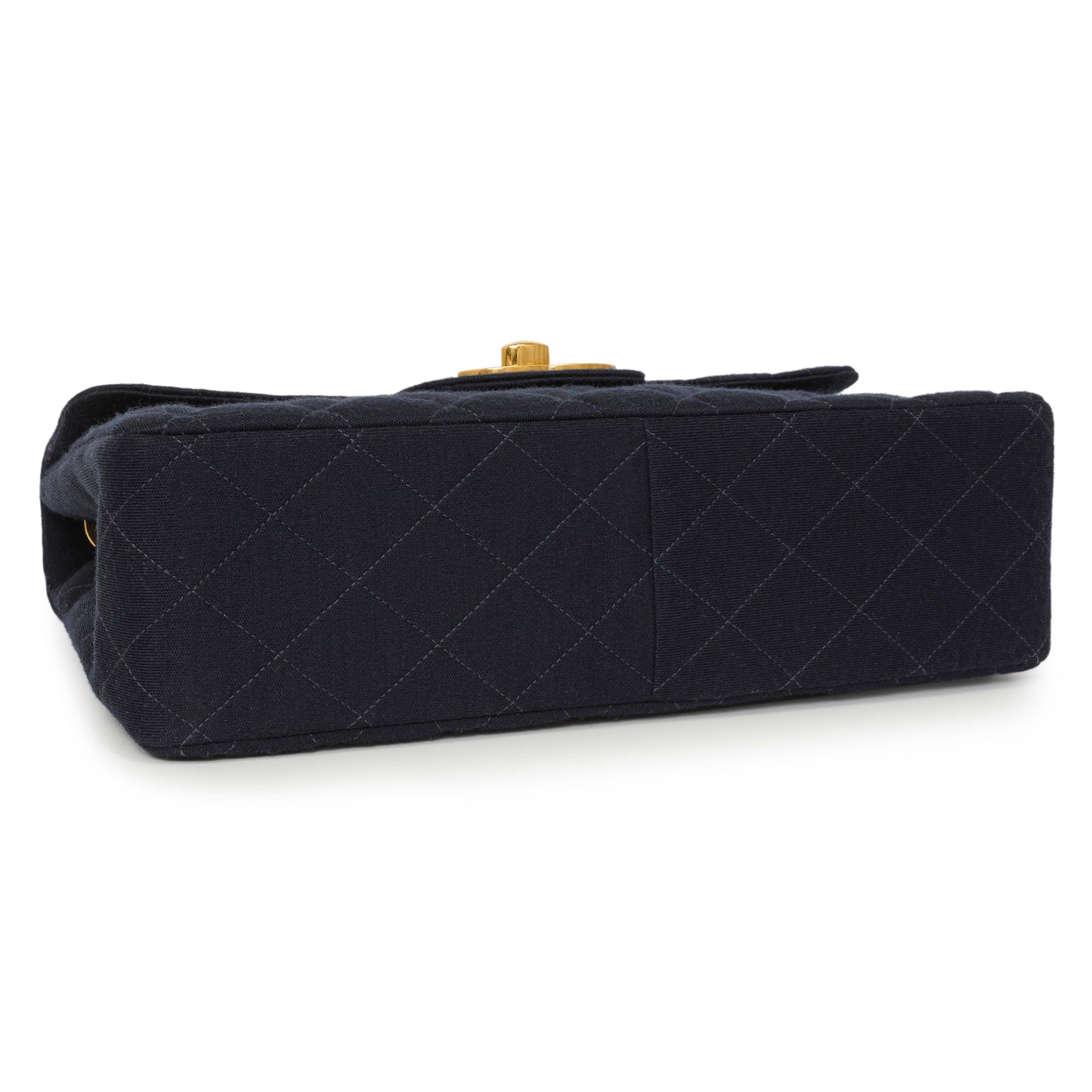 Exclusive Chanel Navy Jersey XL Jumbo Single Flap — Back View