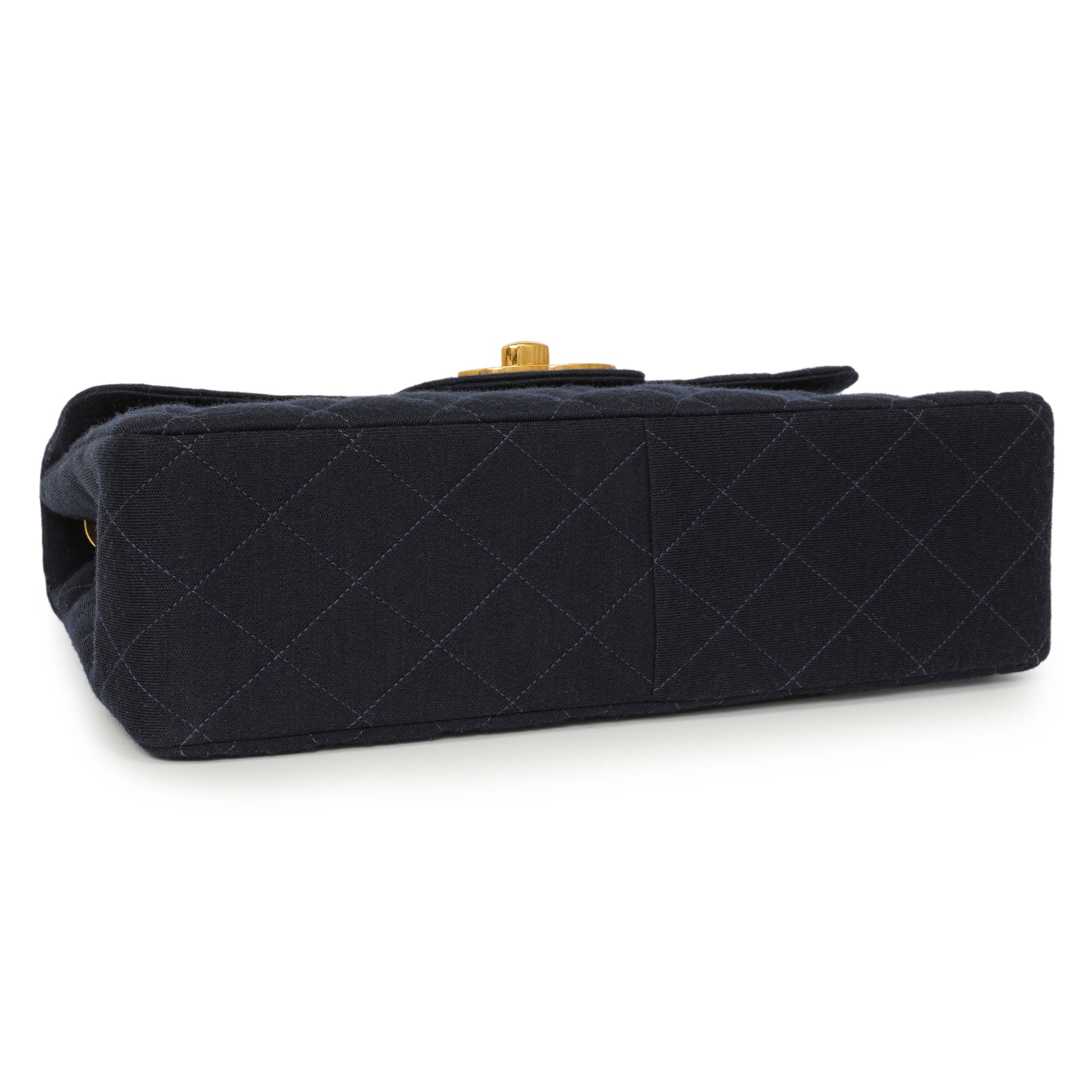 Exclusive Chanel Navy Jersey XL Jumbo Single Flap — Back View