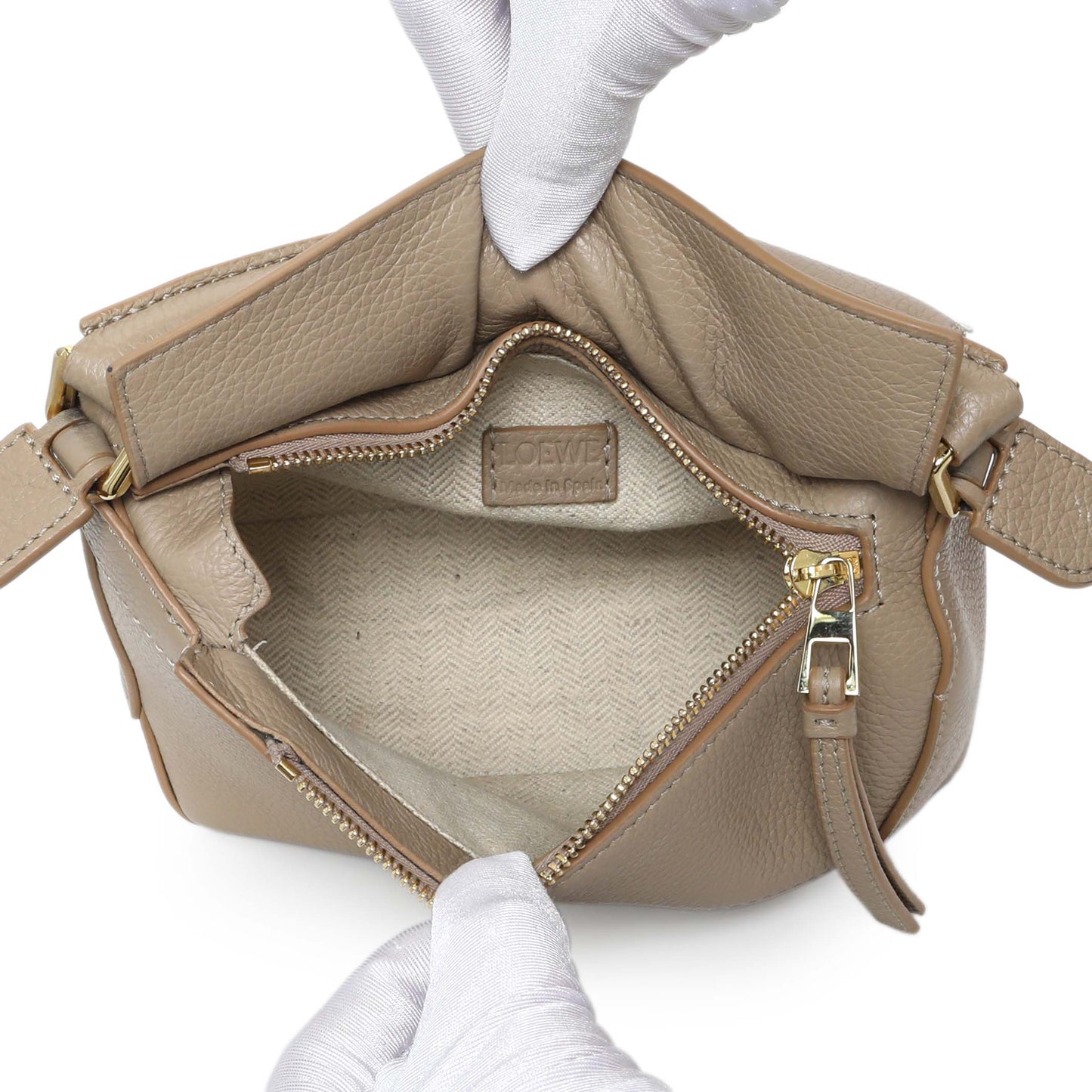 Exclusive Loewe Sand Grained Calfskin Mini Puzzle Bag — Top View