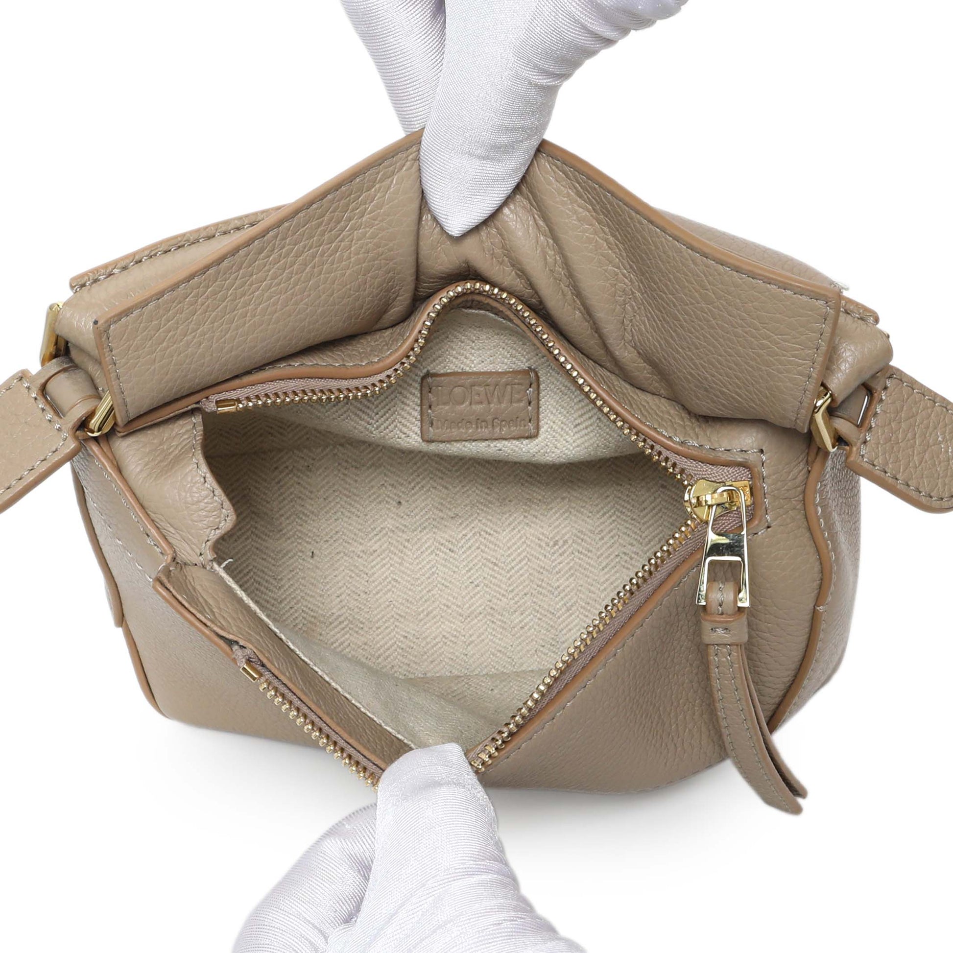 Exclusive Loewe Sand Grained Calfskin Mini Puzzle Bag — Top View